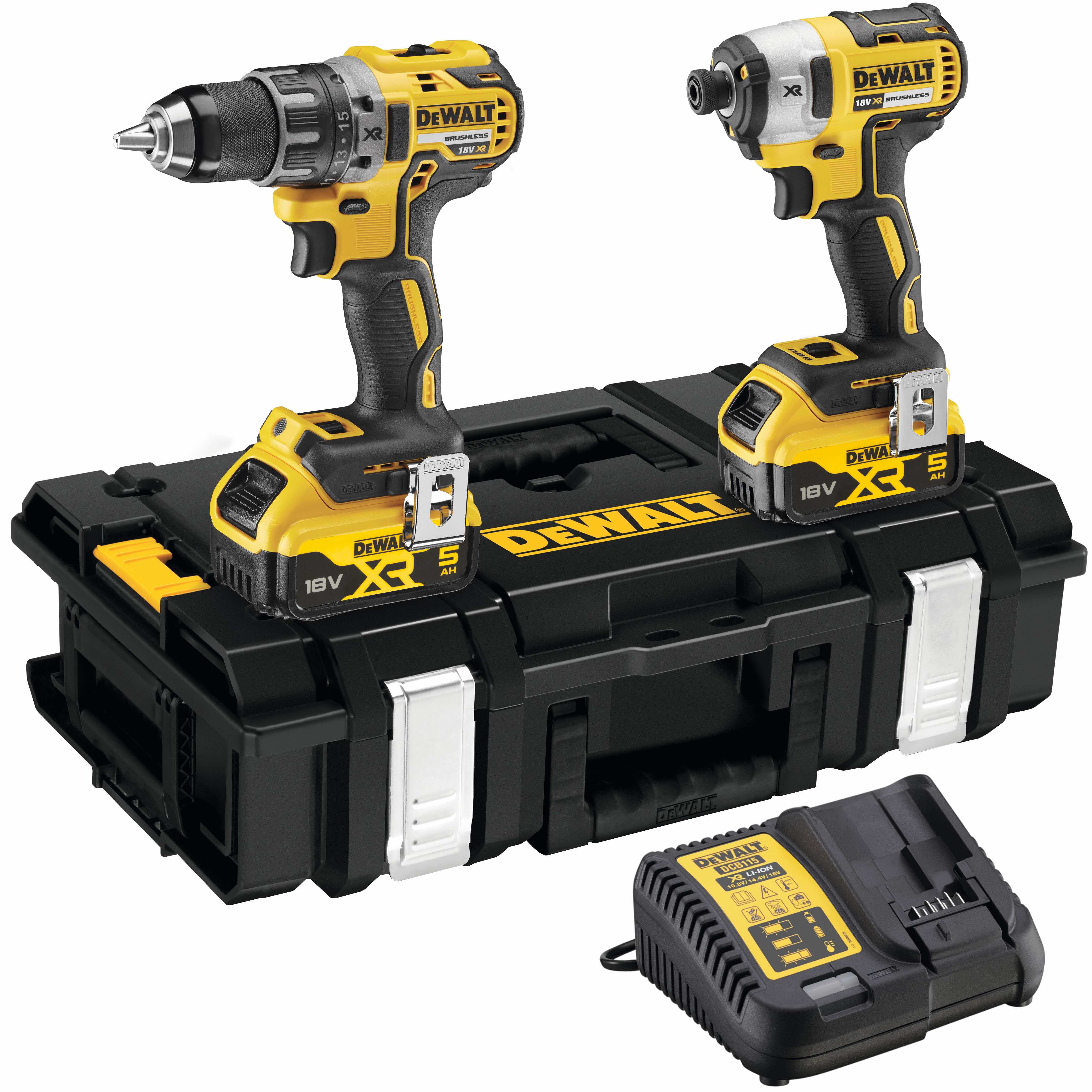 Аккумуляторный набор DEWALT DCK266P2 18 В ударная дрель-шуруповерт DCD796 шуруповерт DCF887 с 2 АКБ 5 Ач и ЗУ в кейсе 65450₽