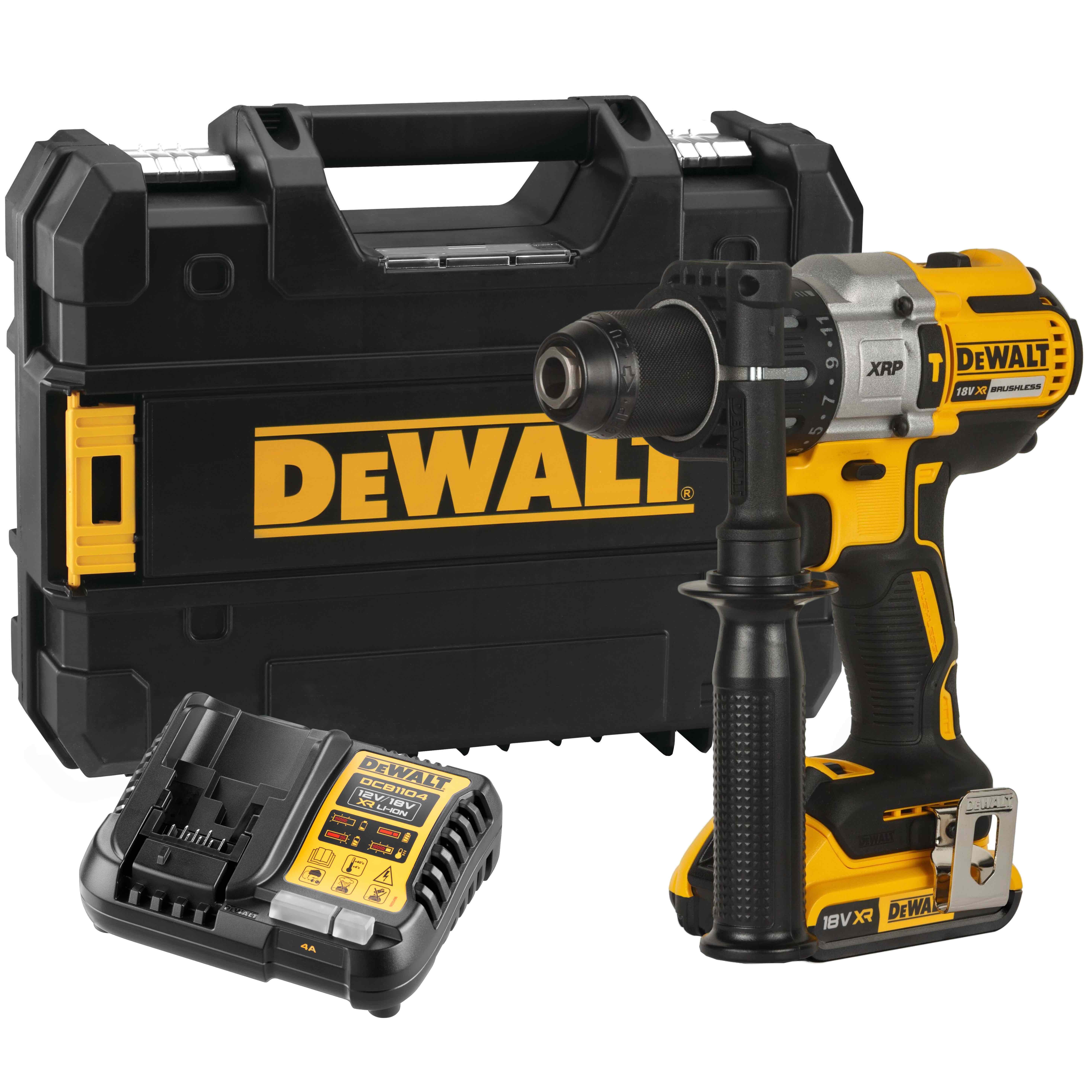 Аккумуляторная ударная дрель-шуруповерт DEWALT DCD996D1T, 18 В, 2250 об/мин, 38250 уд/мин, с АКБ 2 Ач и ЗУ, в кейсе TSTAK (DCD996D1NT-XJ)