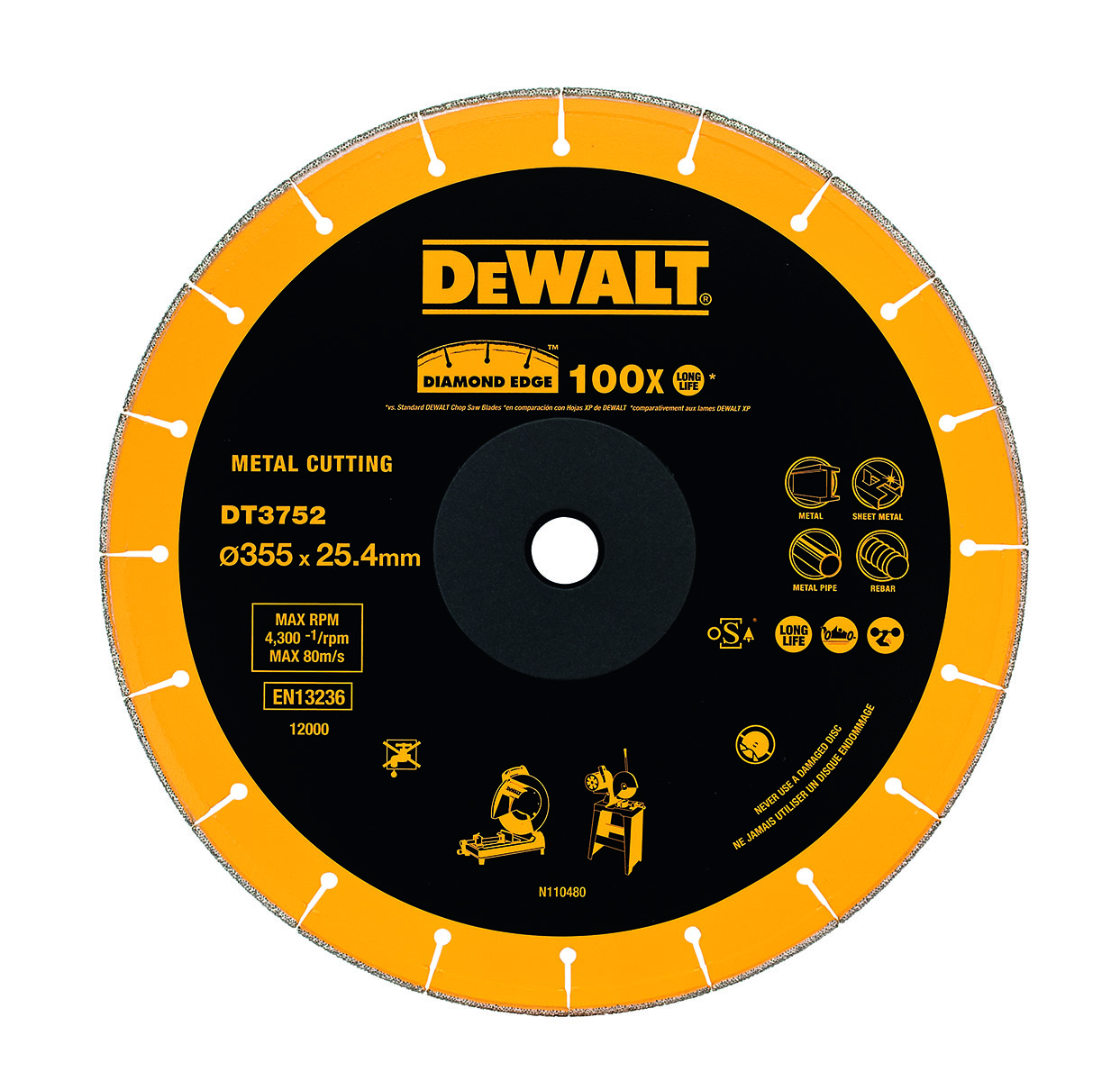 Алмазный круг по металлу DEWALT DT3752 355 x 254 x 16 h3 23810₽