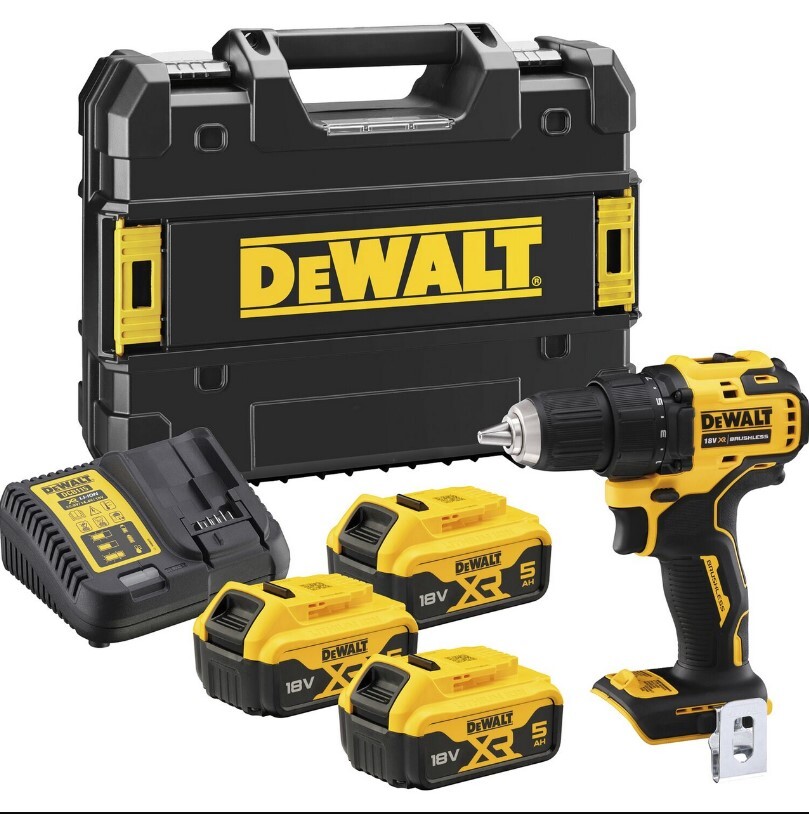 Дрель-шуруповерт DEWALT DCD708P3T, кейс TSTAK, 3 АКБ 5.0Ач, ЗУ