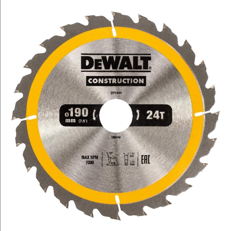 Пильный диск DEWALT CONSTRUCT DT1944, 190/30 мм.