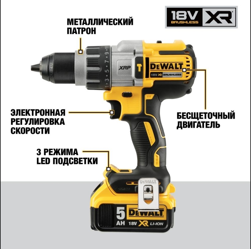 Аккумуляторная бесщеточная ударная дрель-шуруповерт DEWALT XRP DCD996NT, 18 В, XR