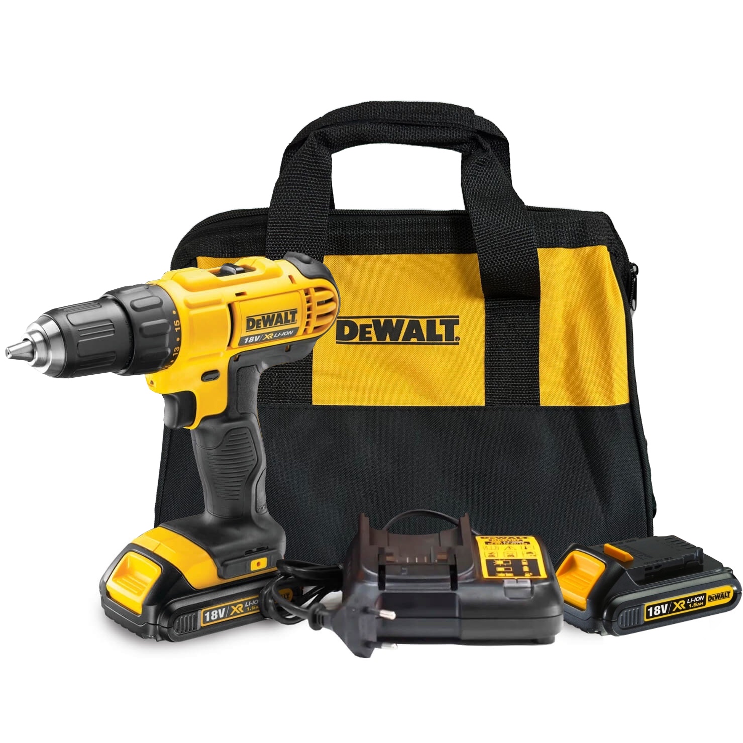 Аккумуляторная дрель-шуруповерт DEWALT DCD771S2 18 В 1500 обмин с 2 АКБ 15 Ач и ЗУ в сумке DCD771S2-QW 26770₽