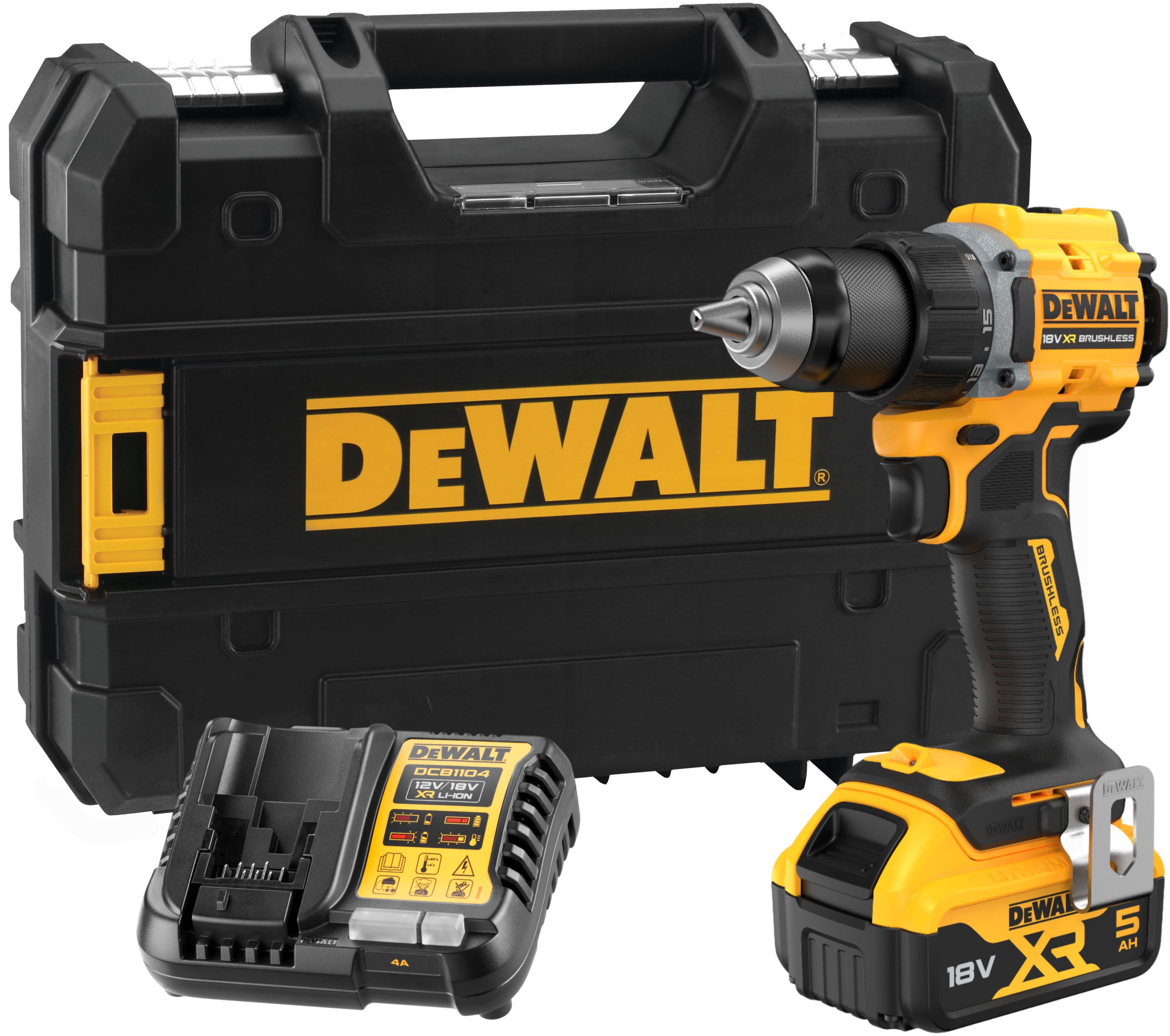 Аккумуляторная дрель-шуруповерт DEWALT DCD794P1T 18 В 1650 обмин с АКБ 5 Ач и ЗУ в кейсе TSTAK DCD794P1NT-XJ 39150₽