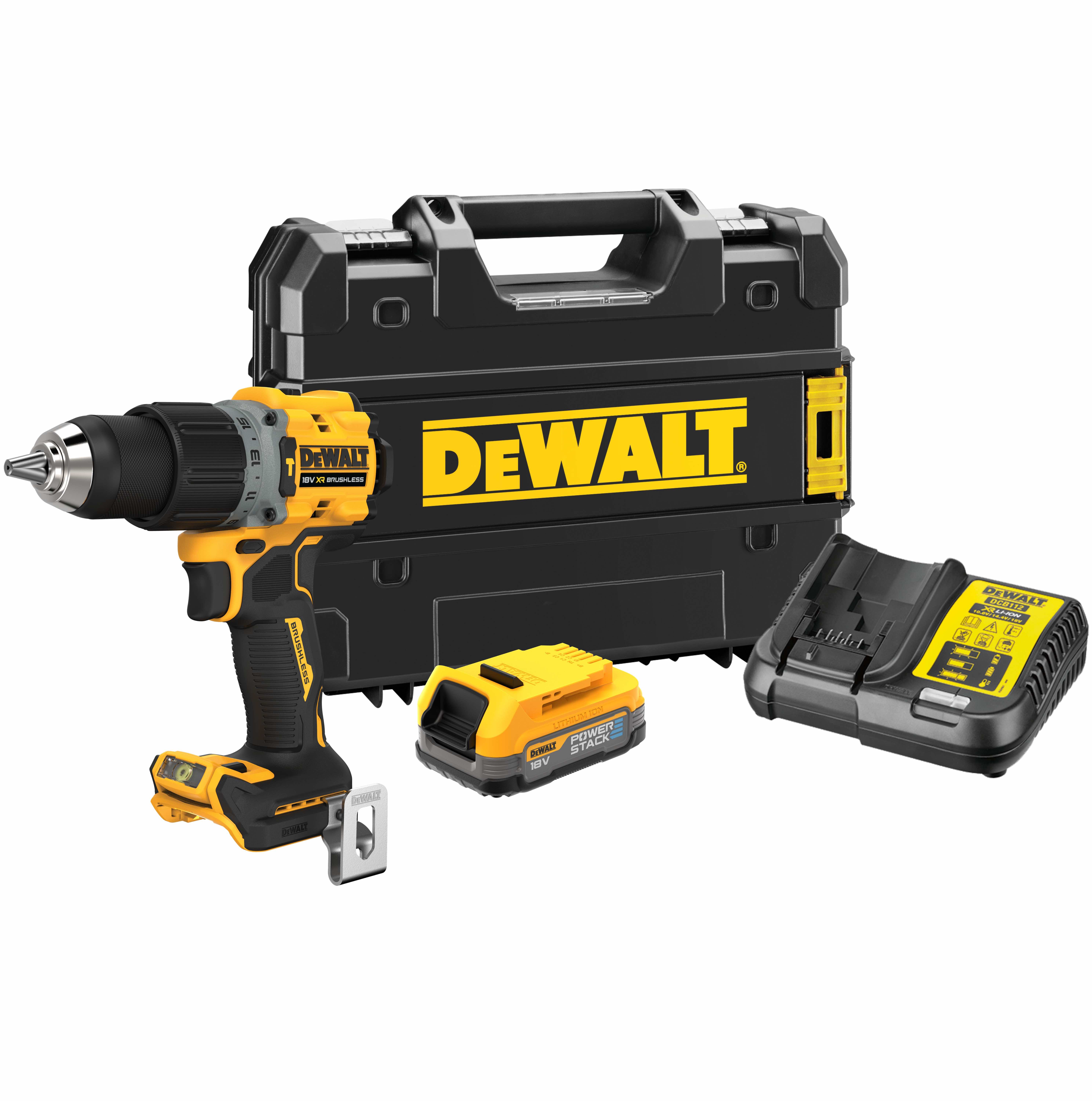 Аккумуляторная ударная дрель-шуруповерт DEWALT DCD805E1T, 18 В, 2000 об/мин, 34000 уд/мин, с АКБ 1.7 Ач и ЗУ, в кейсе TSTAK (DCD805E1T-QW)