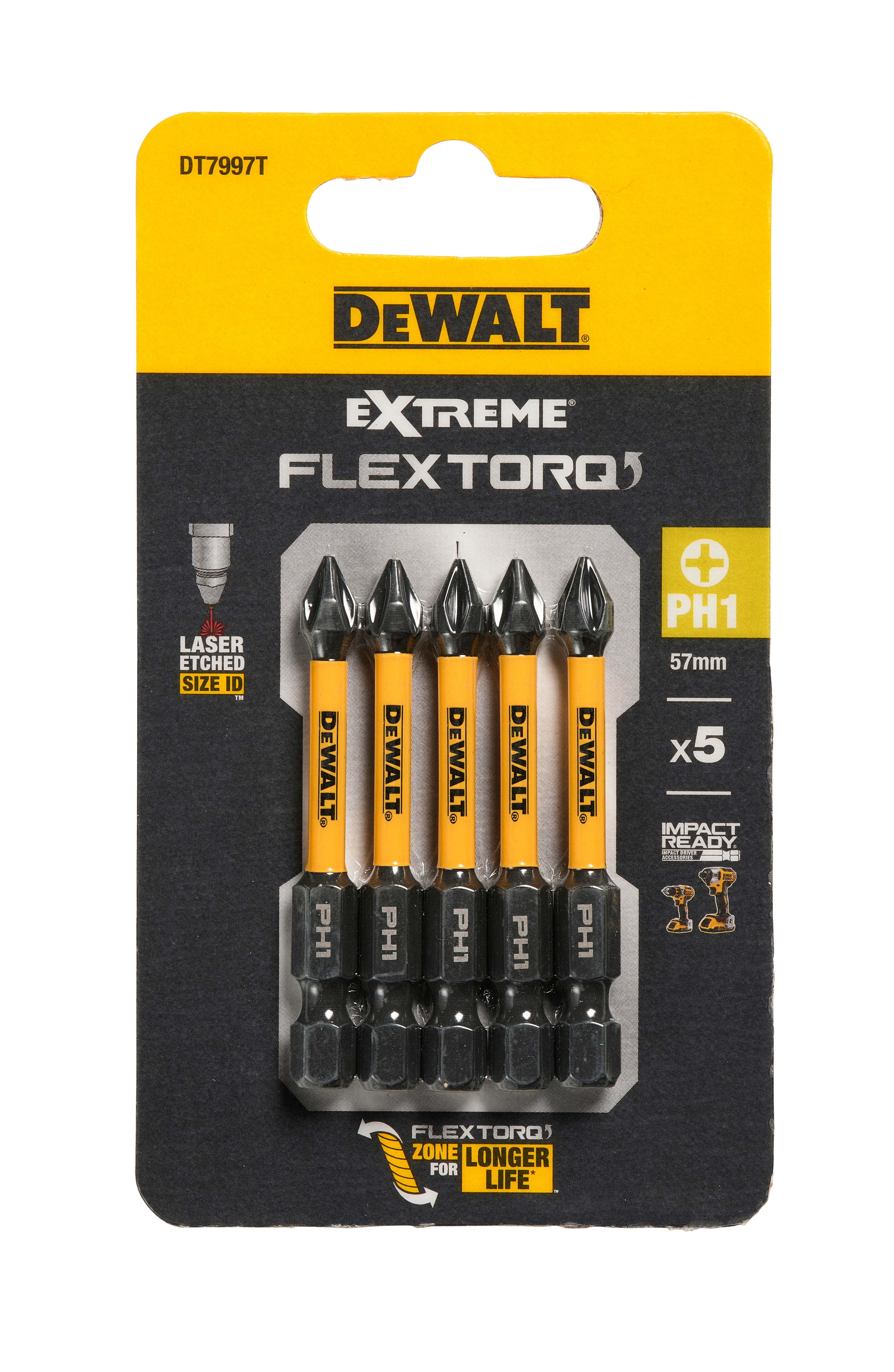 Бита DEWALT PH1, 57 мм, шестигранный (HEX), (DT7997T-QZ)