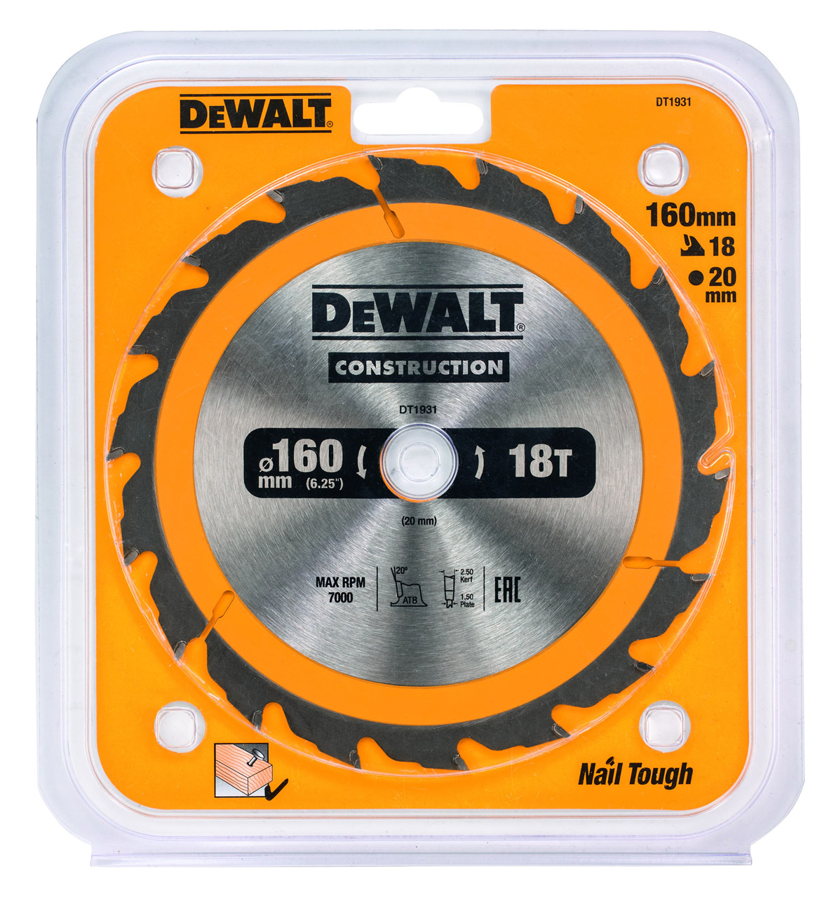 Диск пильный по дереву DEWALT CONSTRUCTION 160х20х15 мм DT1931-QZ 1388₽