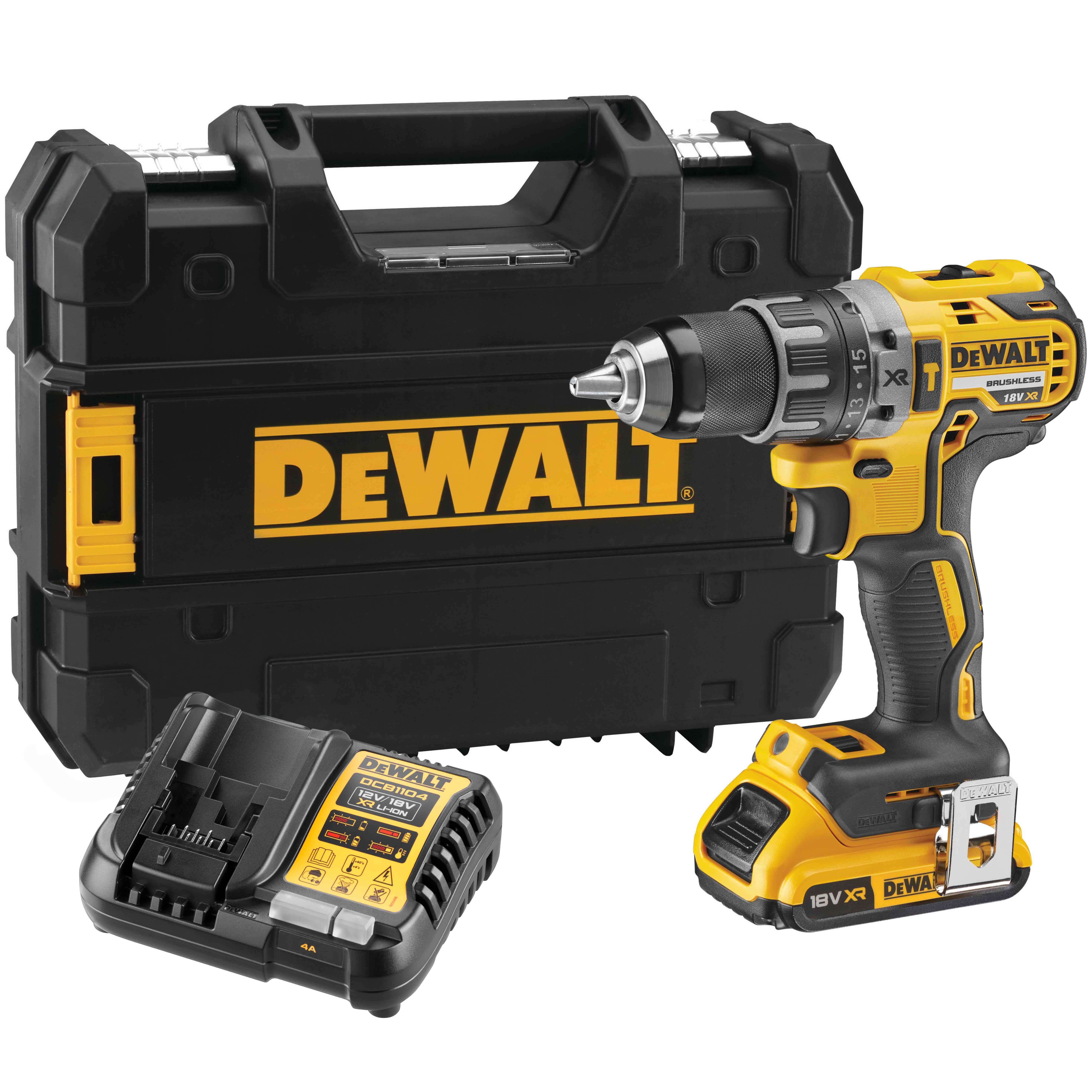Аккумуляторная дрель-шуруповерт DEWALT DCD791D1T 18 В 2000 обмин с АКБ 2 Ач и ЗУ в кейсе TSTAK DCD791D1NT-XJ 35200₽