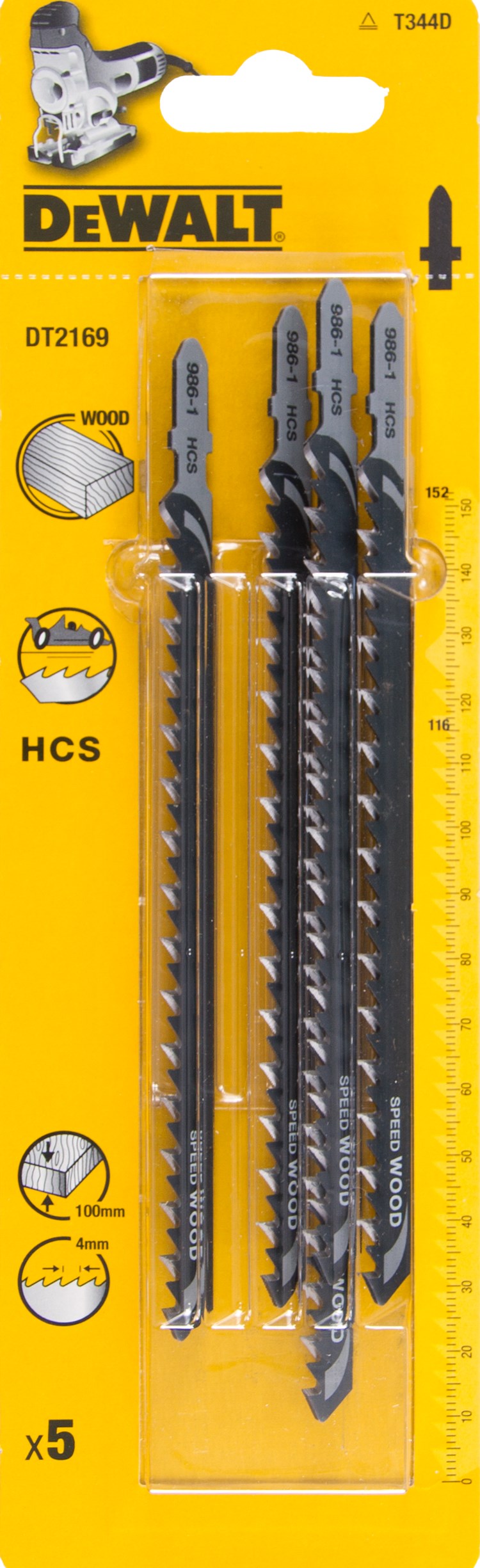 Пилка для лобзика DEWALT DT2169 по дереву 152 x 116 x 40 x 100 мм HCS 5 шт 2180₽