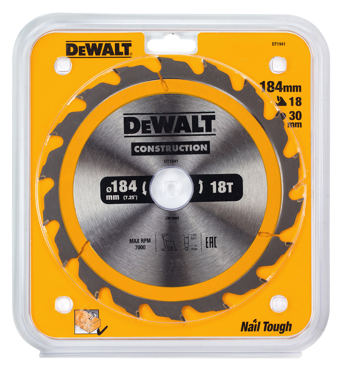 Диск пильный по дереву DEWALT CONSTRUCTION, 184х30х1.7 мм (DT1941-QZ)