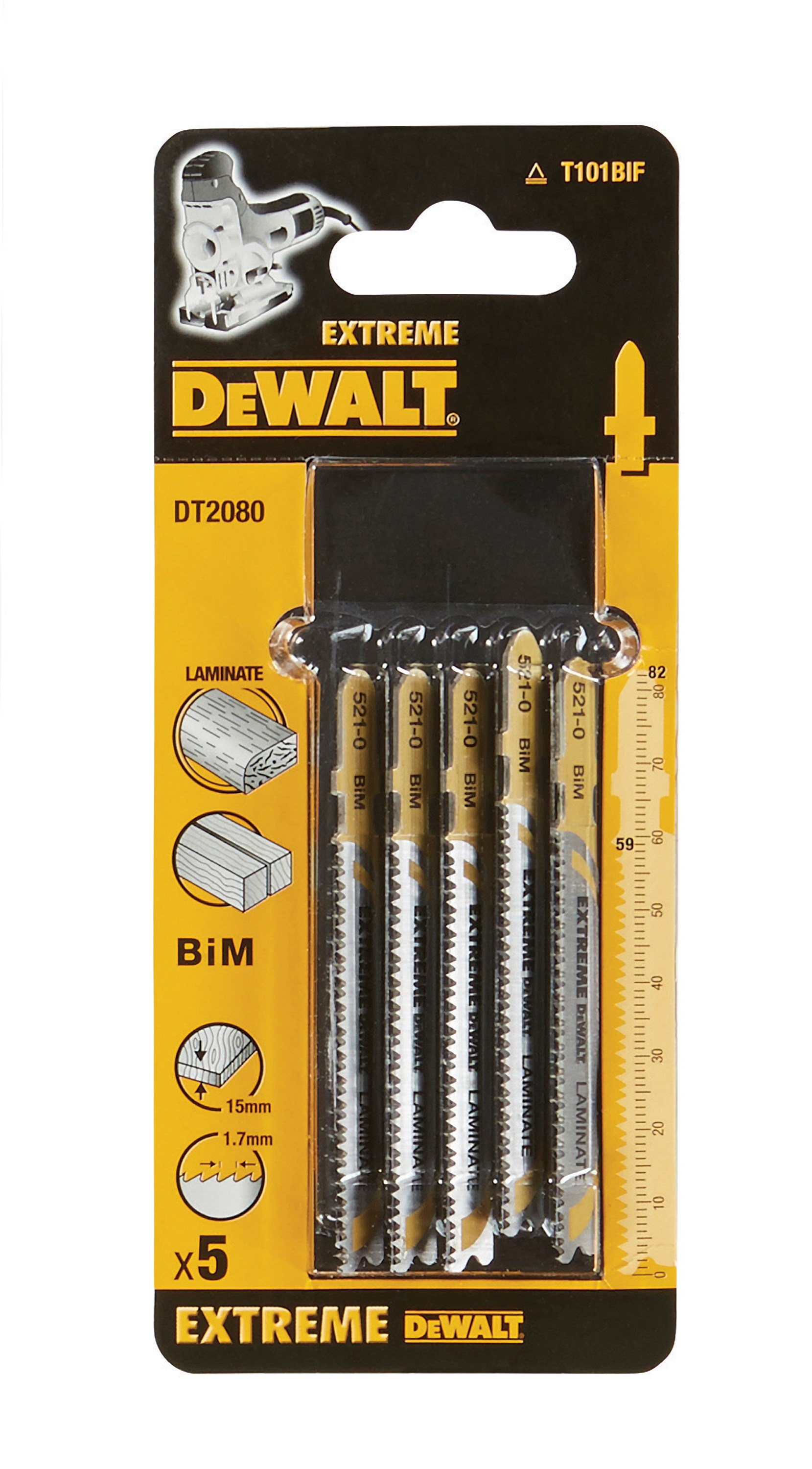 Пилка для лобзика DEWALT EXTREME DT2080 по ламинату BiM 82 x 59 x 17 x 15 мм 1920₽