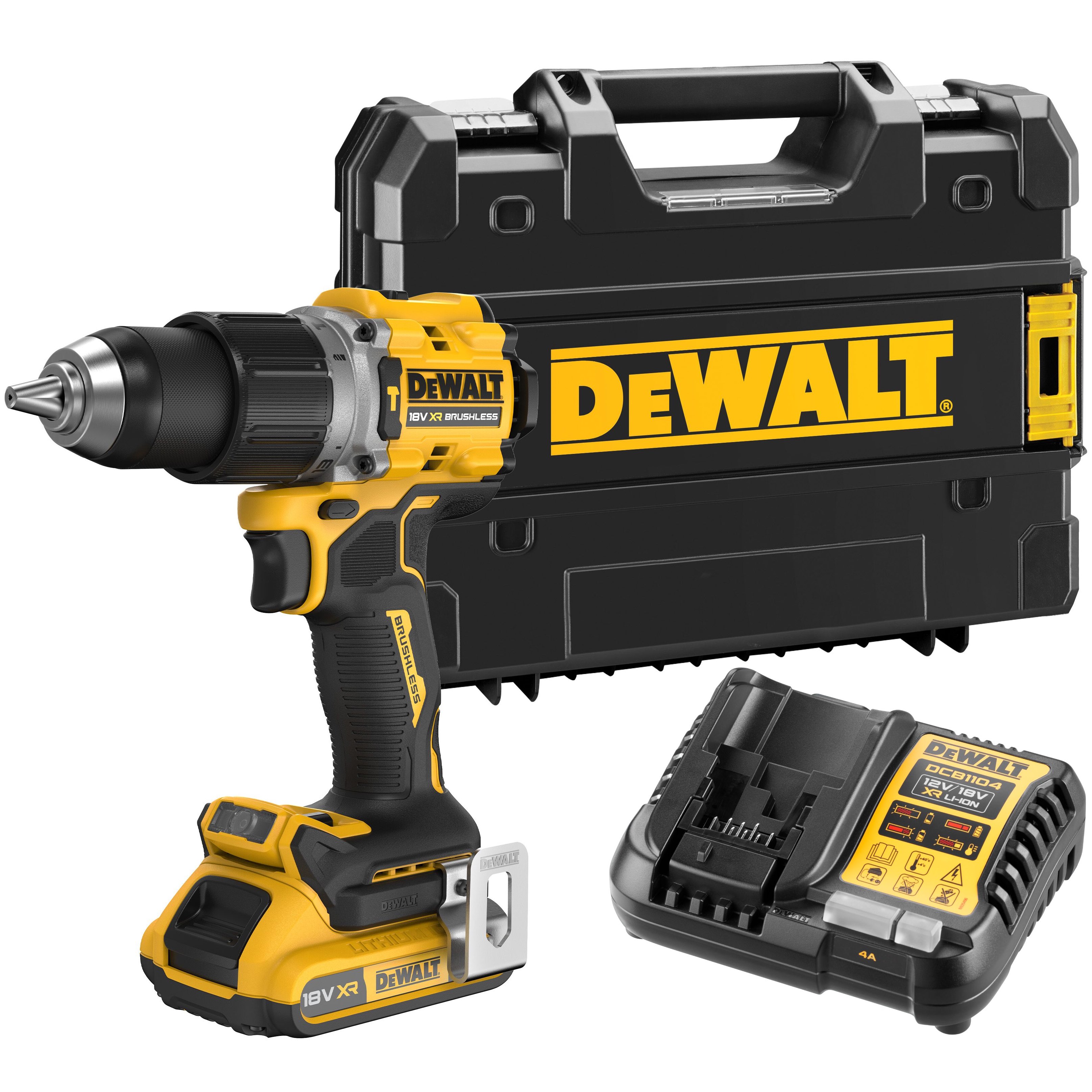 Аккумуляторная ударная дрель-шуруповерт DEWALT DCD805D1T 18 В 2000 обмин 34000 удмин с АКБ 2 Ач и ЗУ в кейсе TSTAK DCD805D1NT-XJ 38290₽
