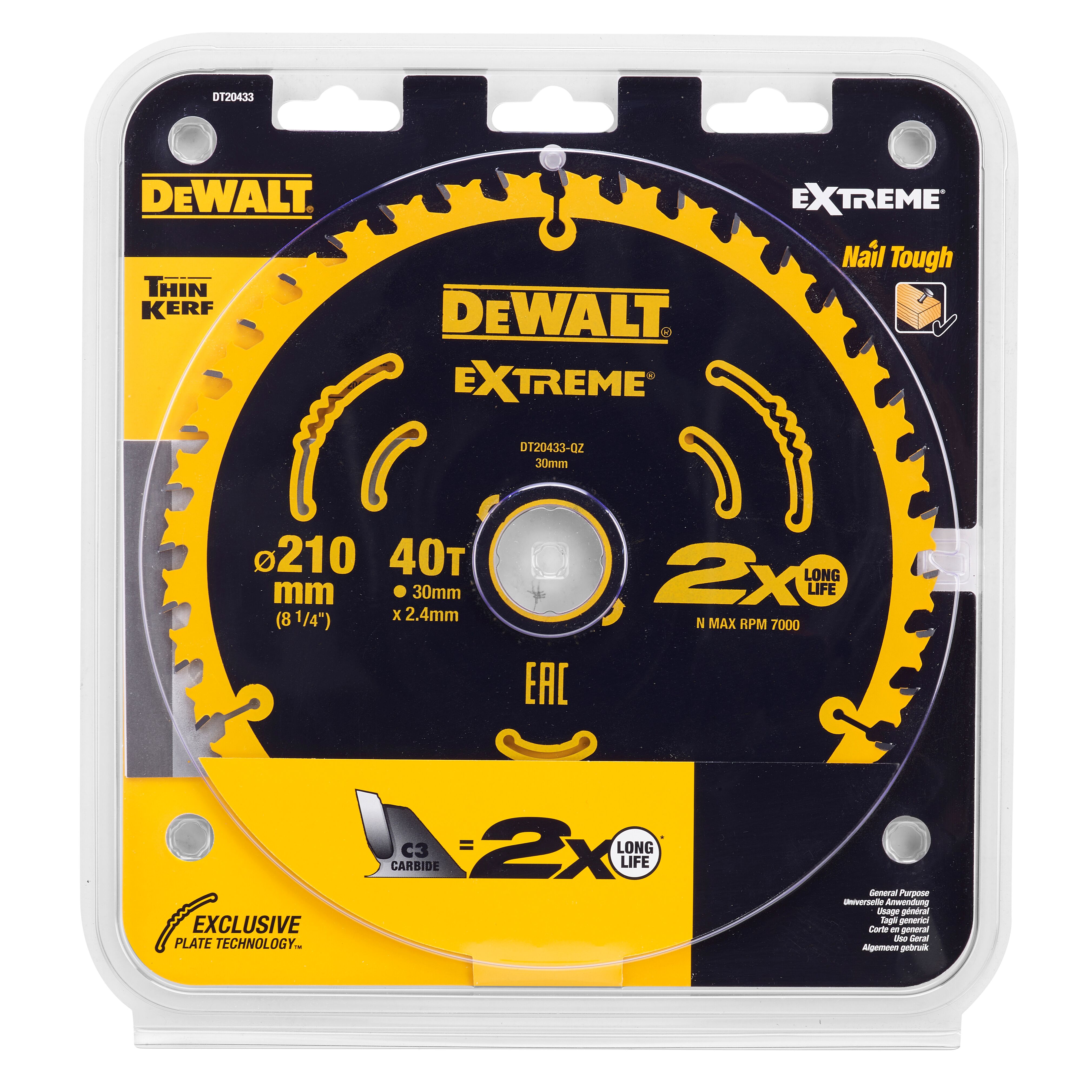 Диск пильный по дереву DEWALT EXTREME 210х30х24 мм DT20433-QZ 3920₽