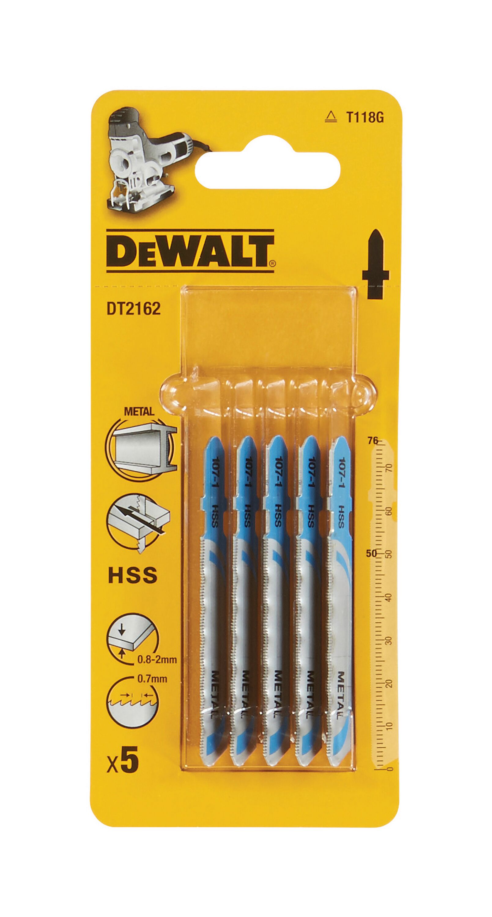 Пилка для лобзика DEWALT DT2162 по металлу HSS 76 x 50 x 07 x 2 мм T118G 850₽