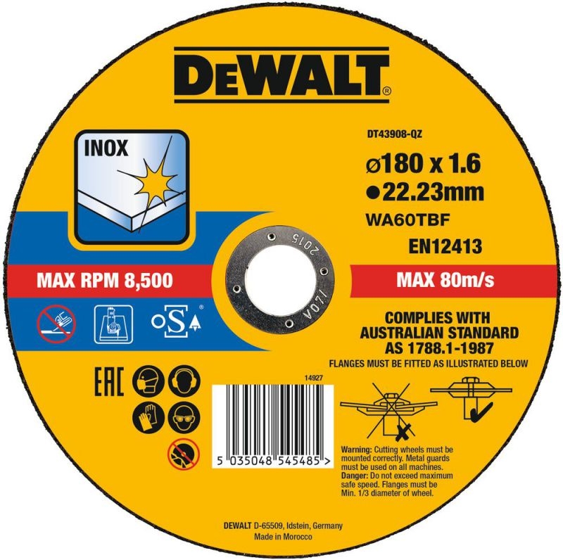 Круг отрезной высокий ресурс 180x222x16мм тип 41 DEWALT DT43908 220₽