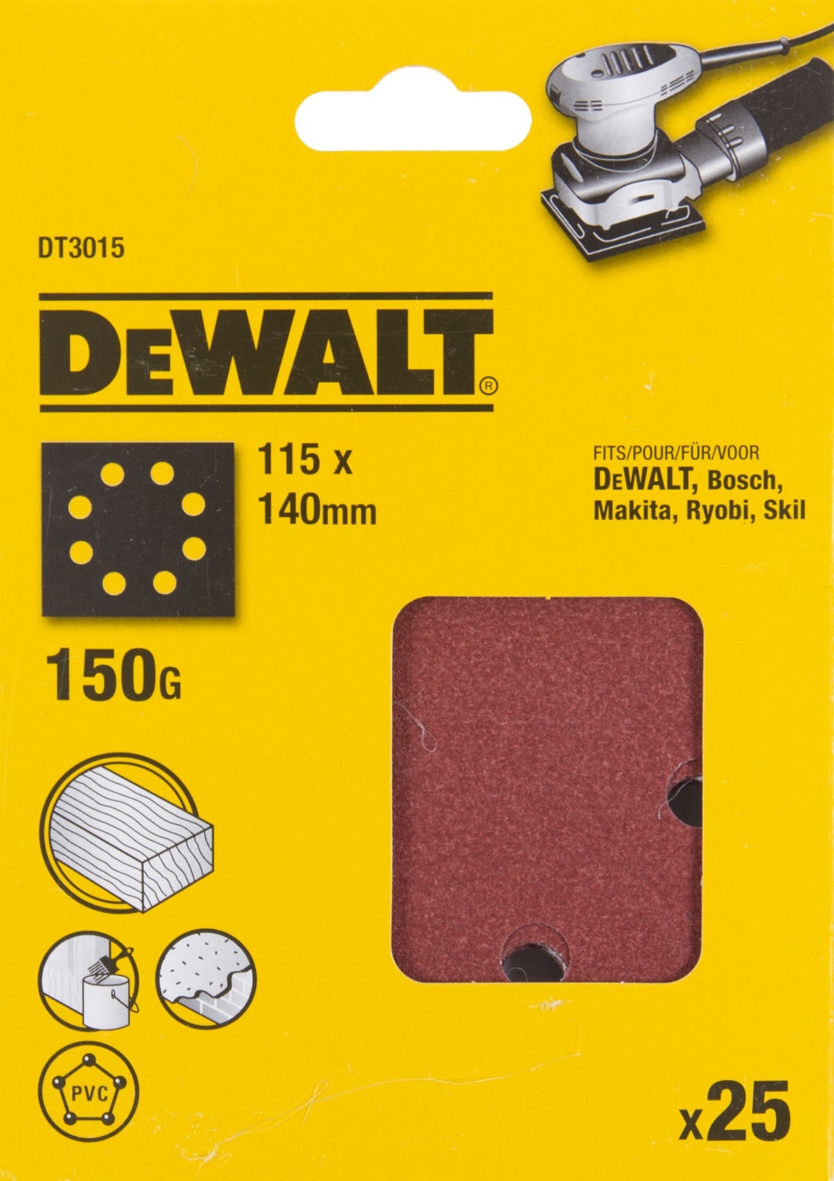 Шлифлисты перфорированные DEWALT DT3015 115 x 140 мм 150G 25 шт 1170₽