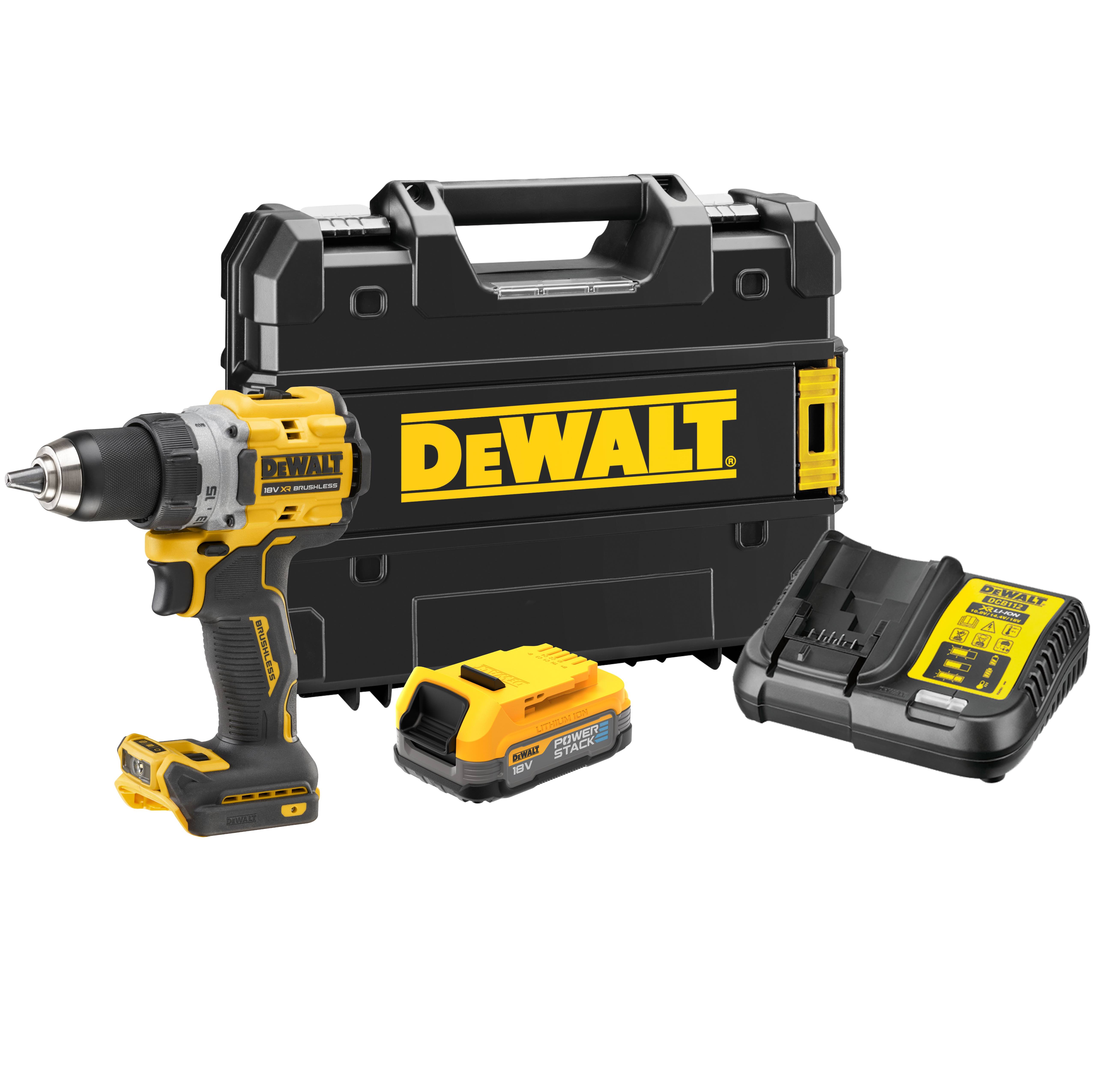 Аккумуляторная дрель-шуруповерт DEWALT DCD800E1T, 18 В, 2000 об/мин, с АКБ 1.7 Ач и ЗУ, в кейсе TSTAK (DCD800E1T-QW)