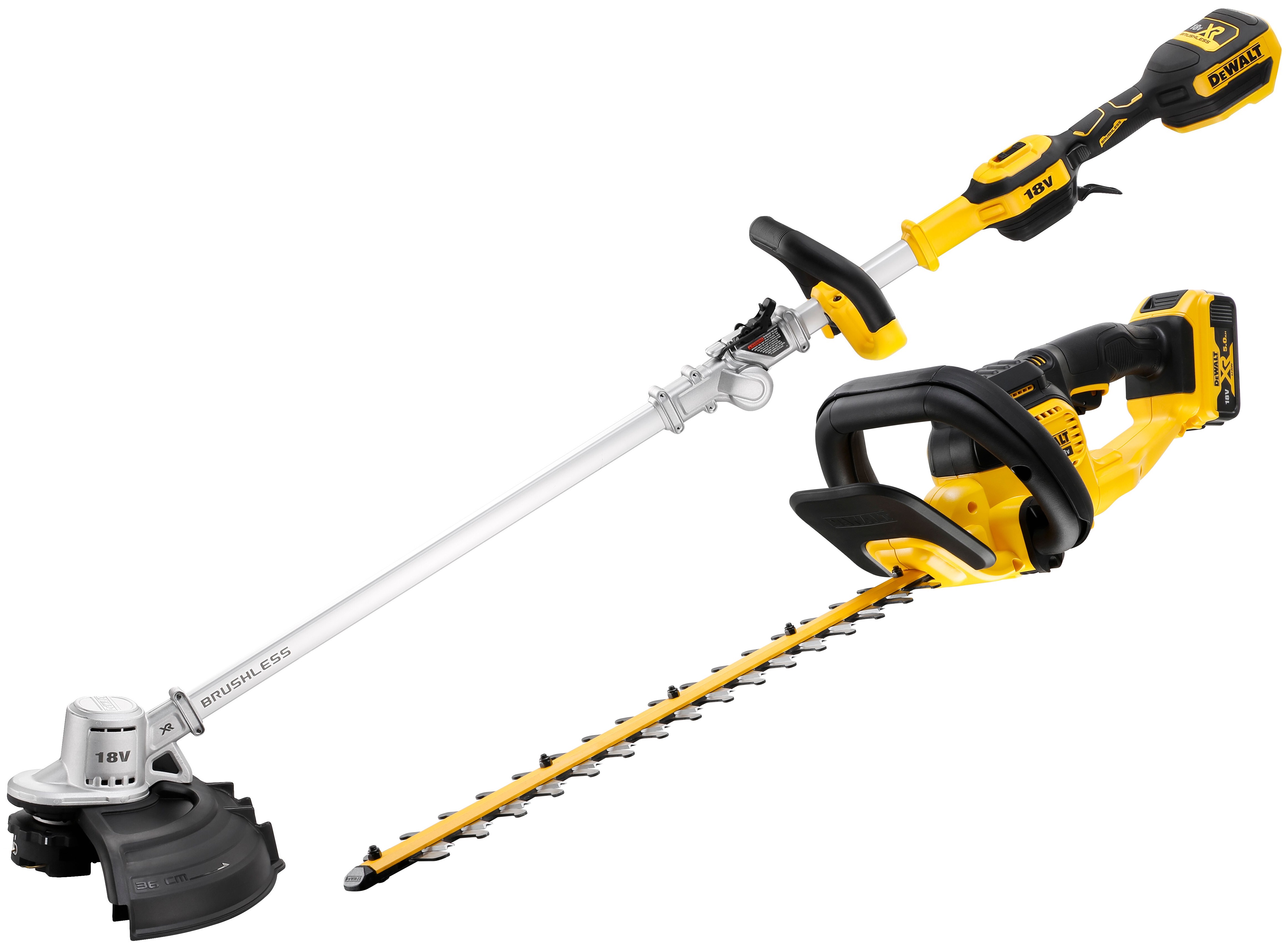 Аккумуляторный набор садовой техники DEWALT 18 В кусторез DCMHT563 триммер DCMST561 с АКБ 5 Ач и ЗУ 77000₽