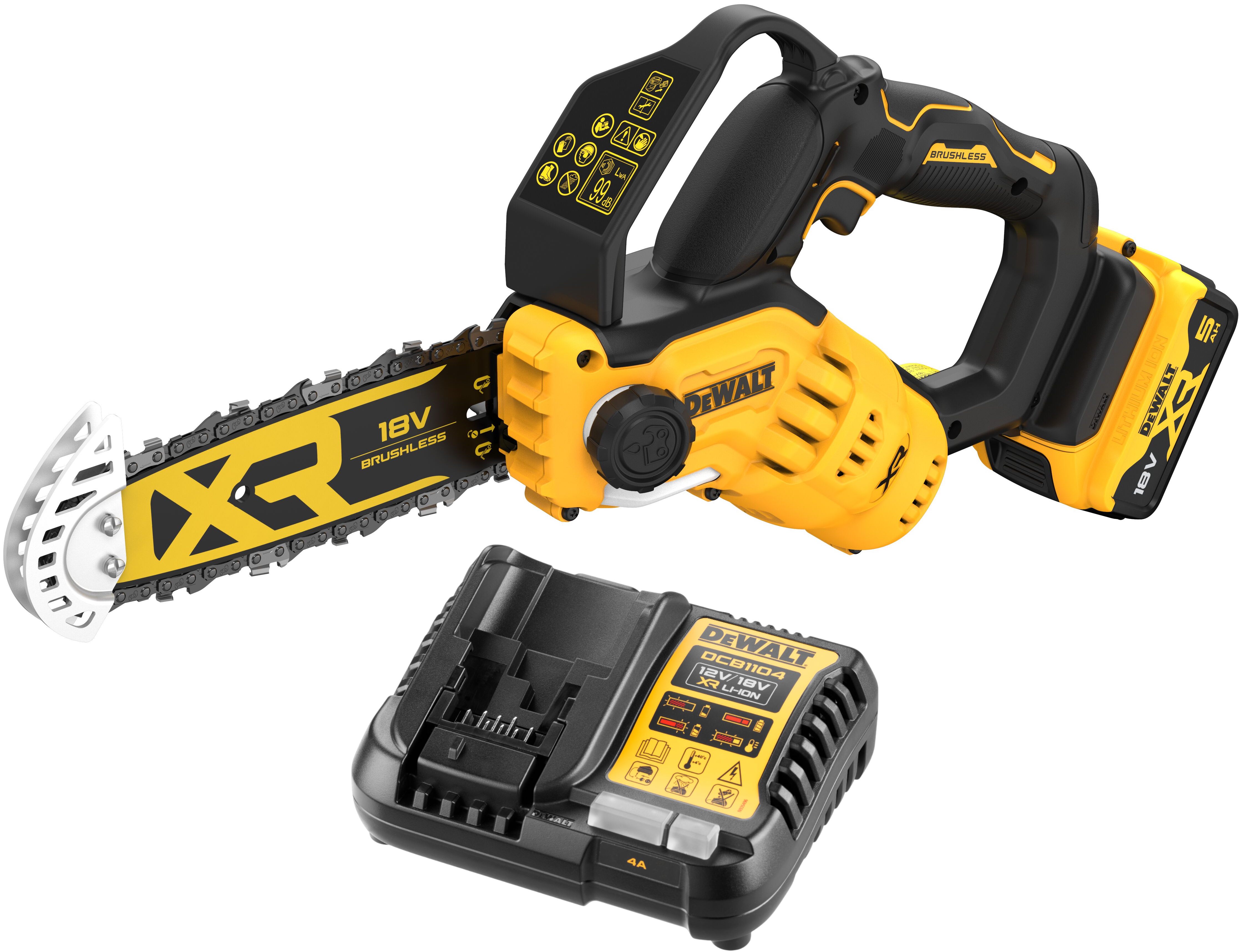Аккумуляторная цепная пила DEWALT DCMPS520P1 18 В 20 см 86 мс с АКБ 5 Ач и ЗУ DCMPS520P1N-XJ 42790₽