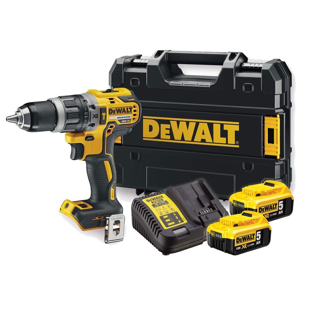 Аккумуляторная ударная дрель-шуруповерт DEWALT DCD796P2, 18 В, 2000 об/мин, 34000 уд/мин, с 2 АКБ 5 Ач и ЗУ, в кейсе (DCD796P2-QW)