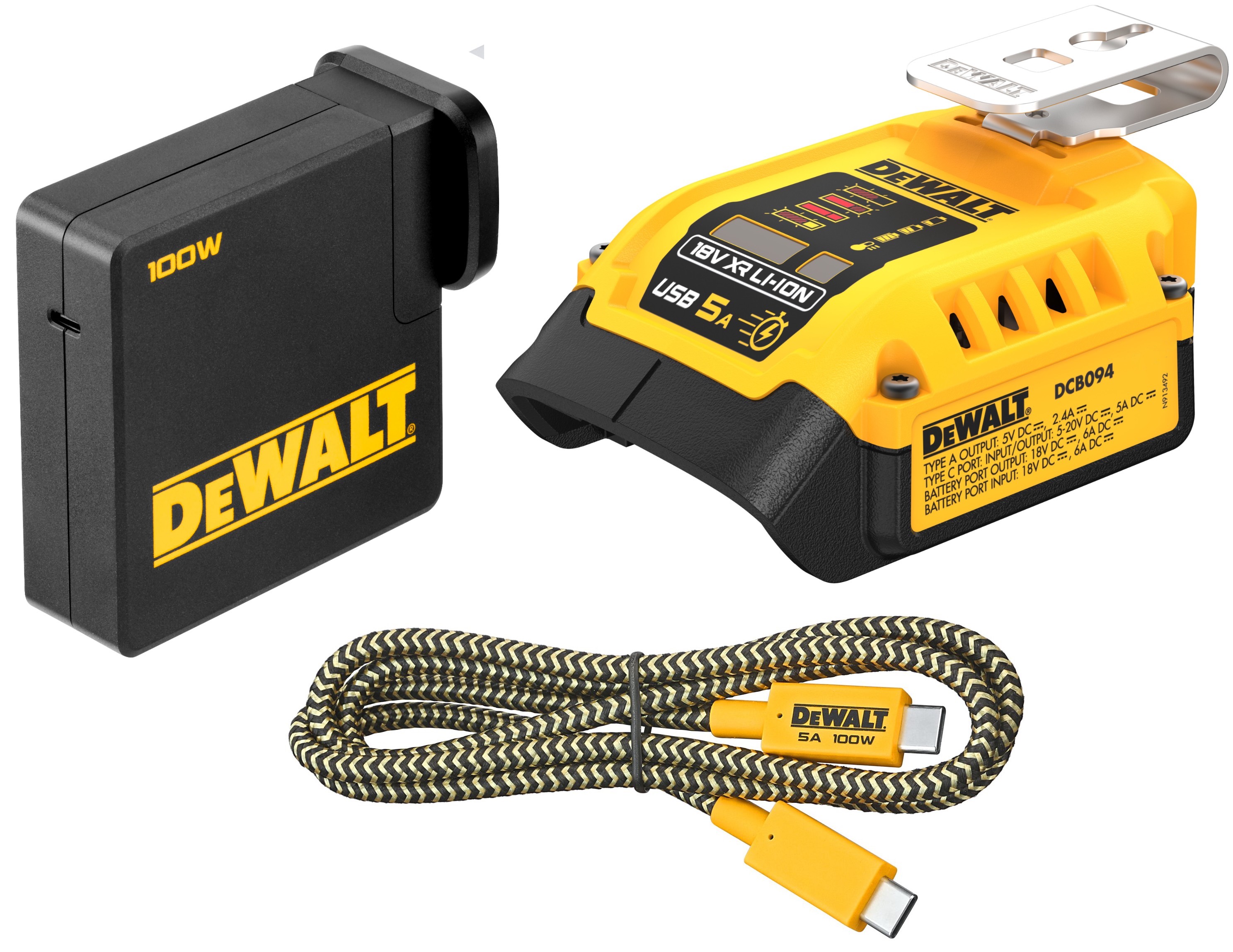 USB-адаптер для аккумуляторов DEWALT DCB094K 1854 В 24 и 5 А DCB094K-QW 16180₽