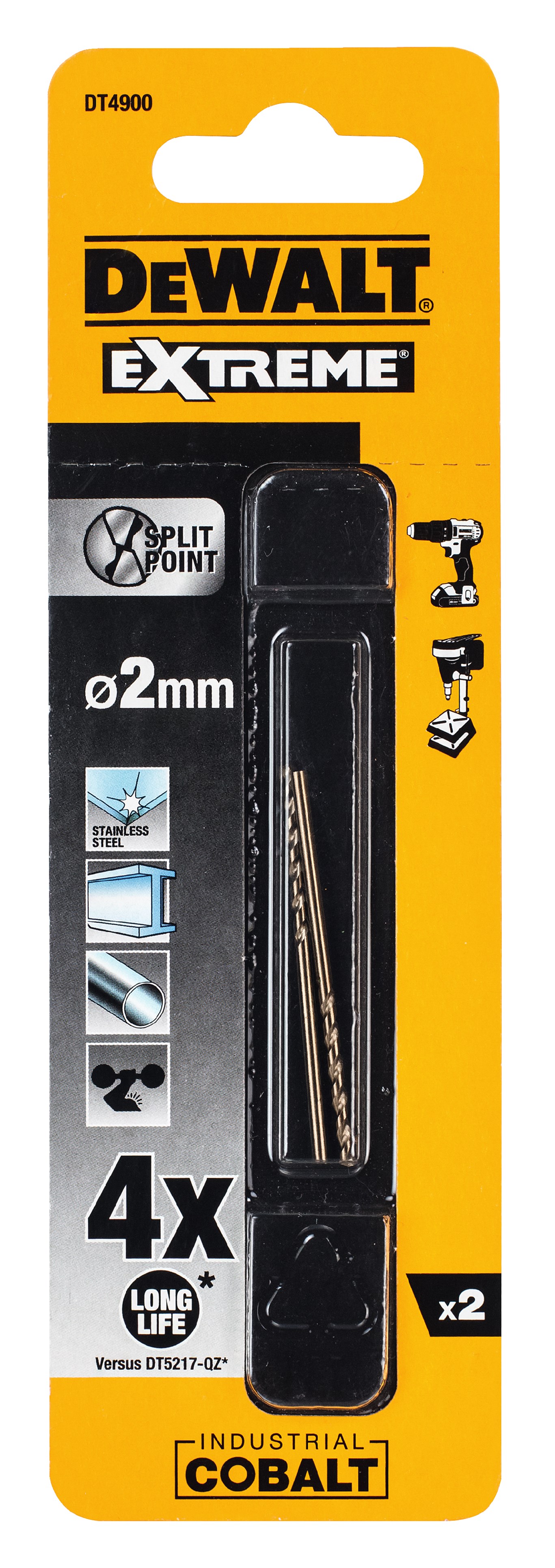 Сверло DEWALT DT4900 по металлу COBALT 5 2 x 49 x 24 мм 2 шт 480₽