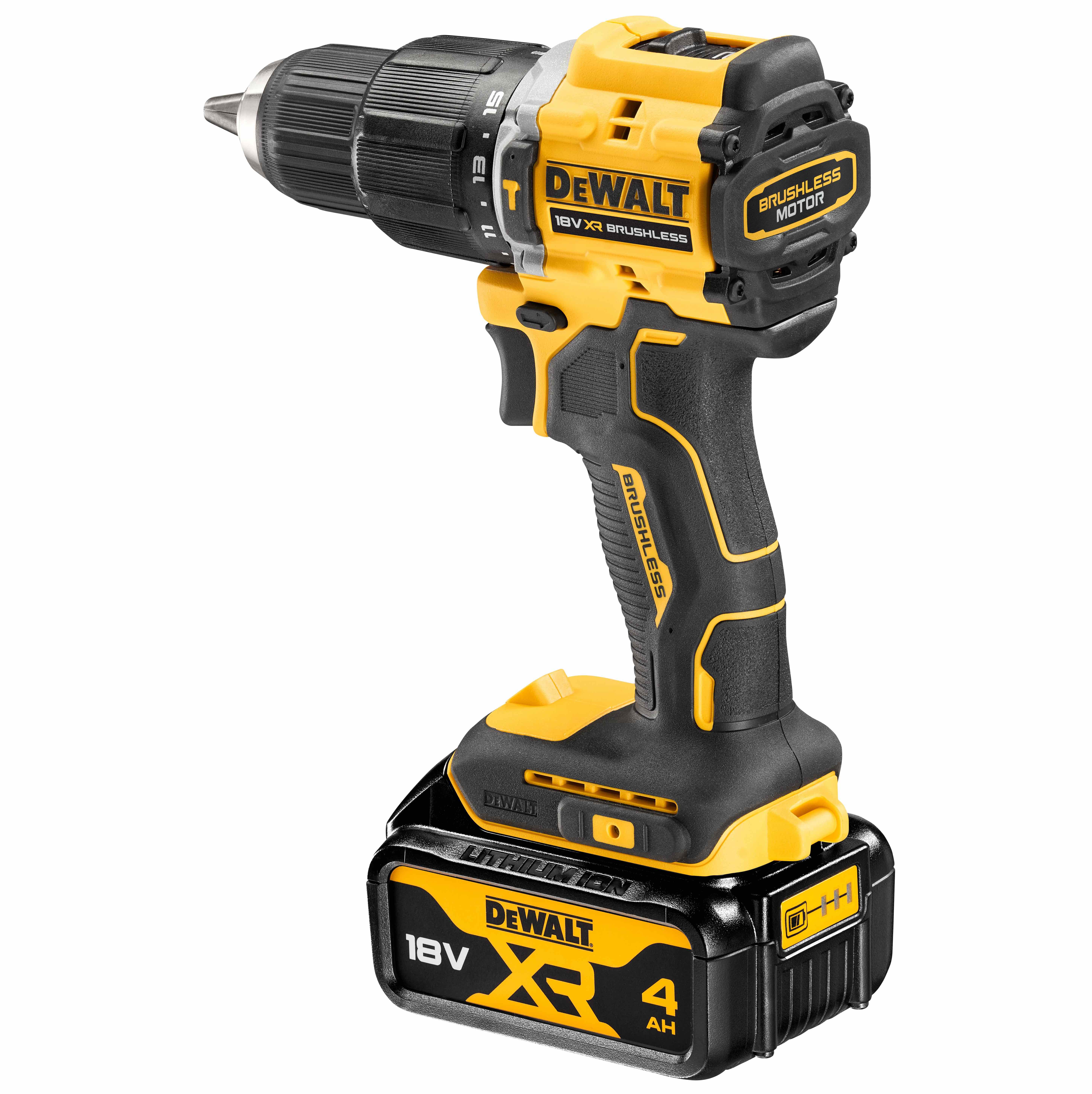 Аккумуляторная бесщеточная ударная дрель DEWALT, 18 В, 1650 об/мин, 28050 уд/мин, с 2 АКБ 4 Ач и ЗУ, в кейсе TSTAK, DCD100YM2T