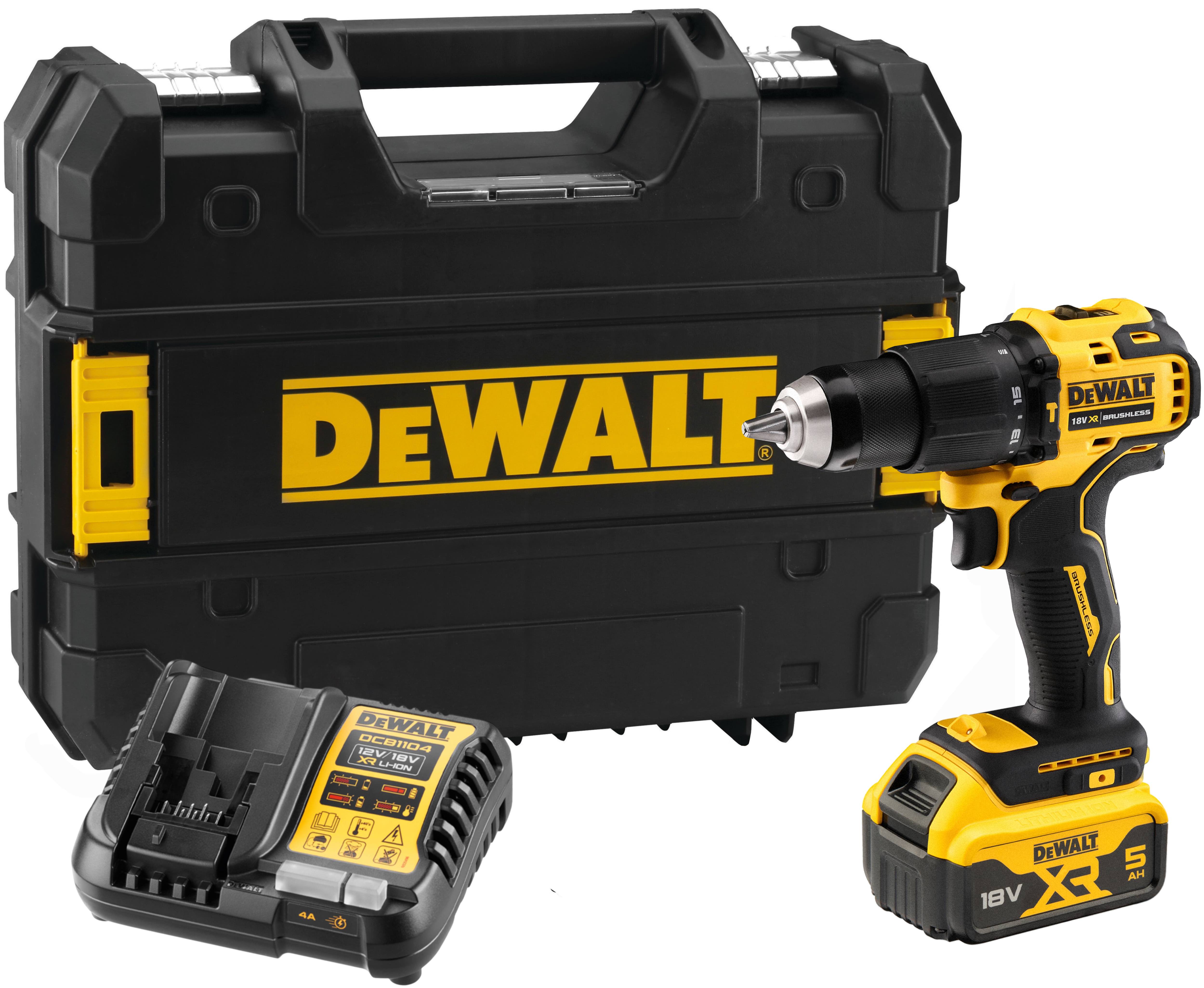 Ударная дрель-шуруповерт DEWALT DCD709P1T 18 В 1650 обмин 28050 удмин с АКБ 5 Ач и ЗУ в кейсе TSTAK DCD709P1NT-XJ 34850₽