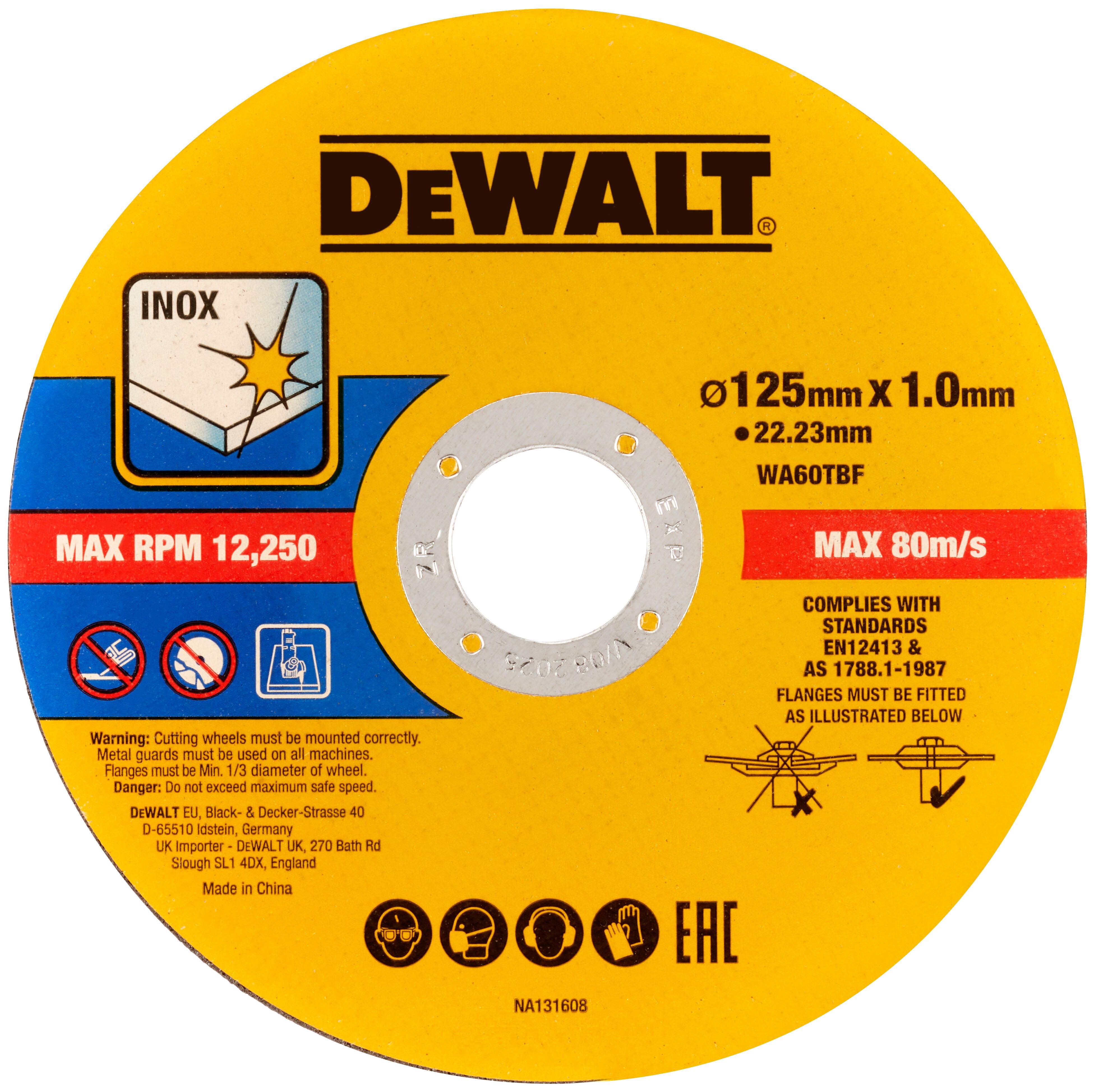 Отрезной диск DEWALT DT20598 по металлу 125х2223х1 мм 50 шт DT20598-QZ 4590₽