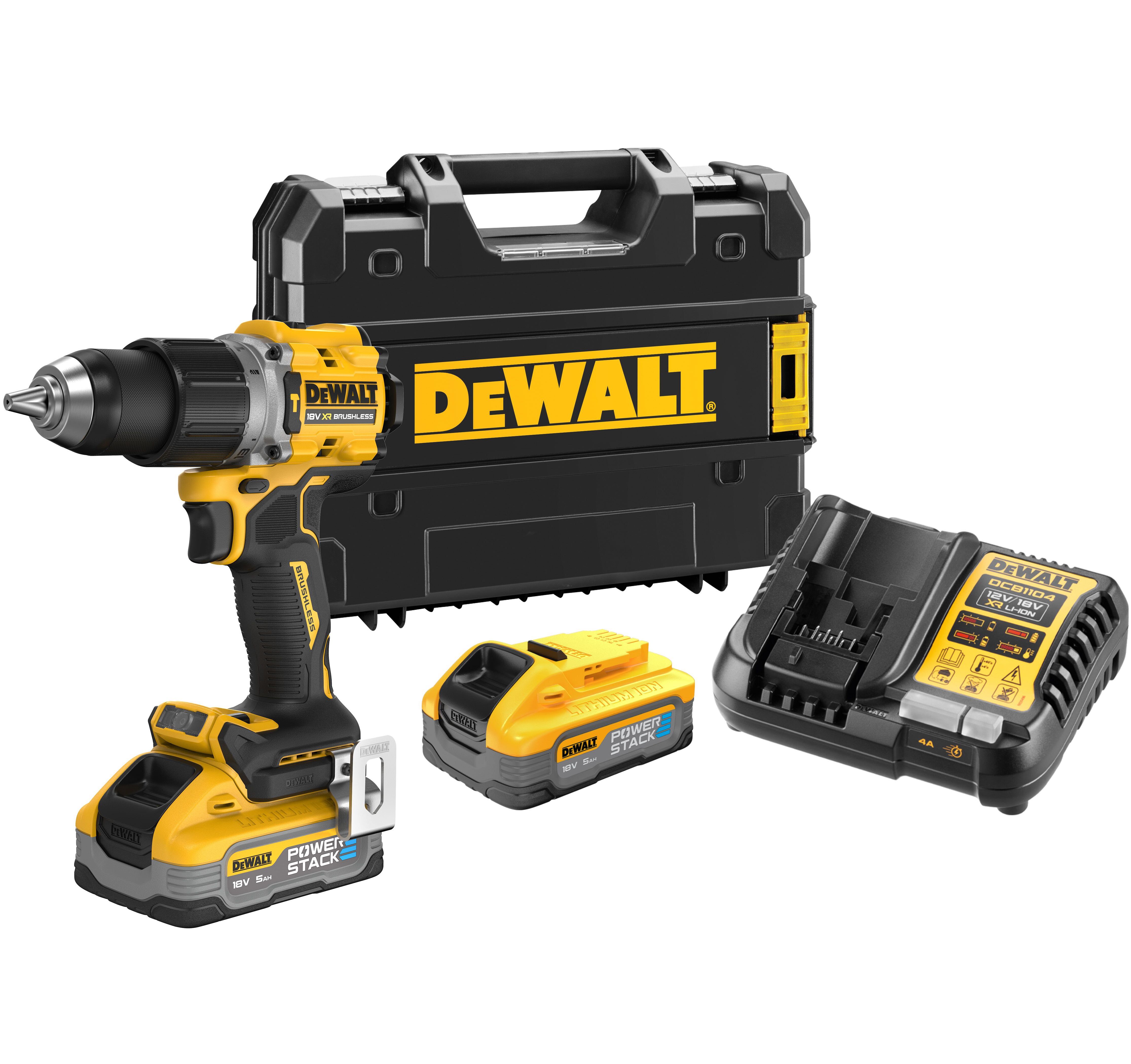 Аккумуляторная ударная дрель-шуруповерт DEWALT DCD805H2T, 18 В, 2000 об/мин, 34000 уд/мин, с 2 АКБ 5 Ач и ЗУ, в кейсе TSTAK