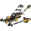 Аккумуляторный набор садовой техники DEWALT, 54 В: газонокосилка DCMWP500 + триммер DCM571 + цепная пила DCMCS575, без АКБ и ЗУ