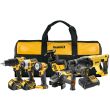Аккумуляторный набор DEWALT DCK607M2, 18 В: дрель + шуруповерт + УШМ + перфоратор + пила + фонарь, с 2 АКБ 4 Ач и ЗУ, в сумке