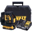 Аккумуляторный лазерный нивелир DEWALT DCLE34021D1, 18 В, зеленый луч, 55 м, с АКБ 2 Ач и ЗУ, в кейсе (DCLE34021D1-QW)