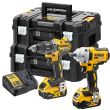 Аккумуляторный набор DEWALT DCK2077P2T, 18 В: дрель-шуруповерт DCD791 + гайковерт DCF894, с 2 АКБ 5 Ач и ЗУ, в 2 кейсах TSTAK