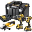 Аккумуляторный набор DEWALT DCK383P2T, 18 В: дрель-шуруповерт DCD796 + шуруповерт DCF887 + УШМ DCG412, с 2 АКБ 5 Ач и ЗУ, в кейсе TSTAK