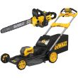 Аккумуляторный набор садовой техники DEWALT, 54 В: цепная пила DCMCS575 + газонокосилка DCMWSP550, с АКБ 3 Ач и ЗУ