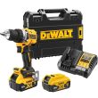 Аккумуляторная дрель-шуруповерт DEWALT DCD800P2, 18 В, 2000 об/мин, с 2 АКБ 5 Ач и ЗУ, в кейсе TSTAK (DCD800P2-QW)