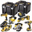 Аккумуляторный набор DEWALT DCK665P3T: дрель + пила + лобзик + рубанок + реноватор + фонарь, с 3 АКБ 5 Ач и ЗУ, в 2 кейсах TSTAK
