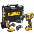 Дрель-шуруповерт DEWALT DCD703L2T, 12 В, 58 Нм, 1500 об/мин, с набором насадок, 2 АКБ 3 Ач и ЗУ, в кейсе TSTAK (DCD703L2T-QW)