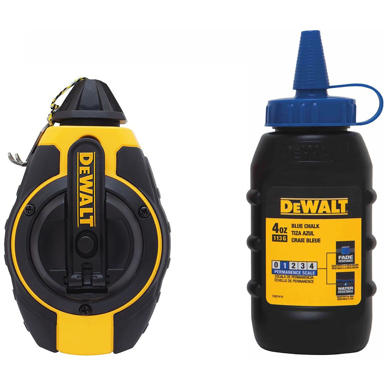 Разметочный комплект DEWALT DWHT47373L: катушка со шнуром, 30 м, и порошковый мел, синий, 113 г