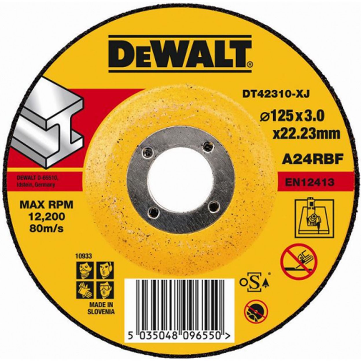 Круг отрезной по металлу 125x22.2x3мм тип 27 DEWALT DT42310