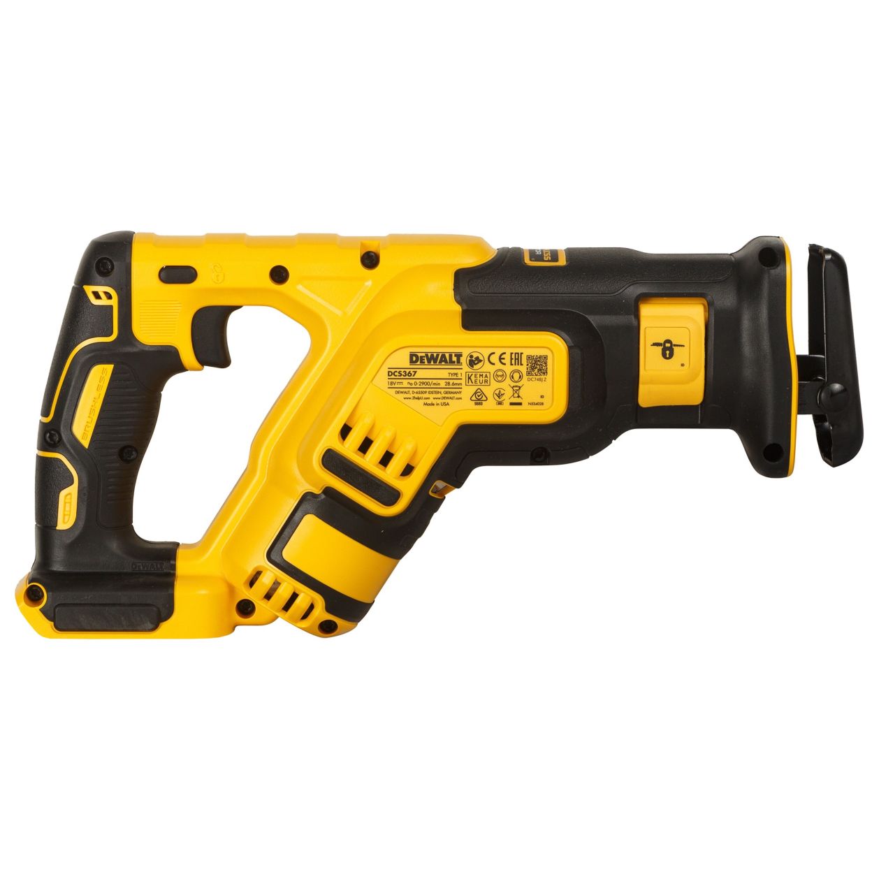 Аккумуляторная сабельная пила DEWALT DCS367H2T, 18 В, 2900 ход/мин, 28.6 мм, с 2 АКБ 5 Ач и ЗУ, в кейсе TSTAK (DCS367H2T-QW)