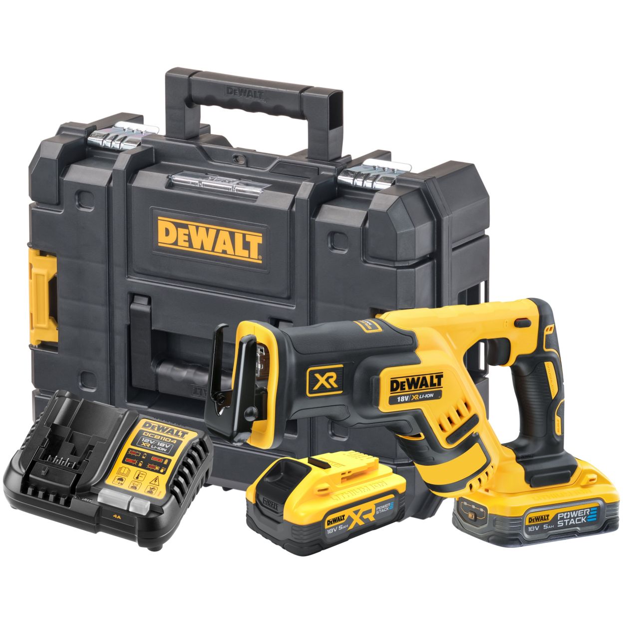 Аккумуляторная сабельная пила DEWALT DCS367H2T, 18 В, 2900 ход/мин, 28.6 мм, с 2 АКБ 5 Ач и ЗУ, в кейсе TSTAK (DCS367H2T-QW)