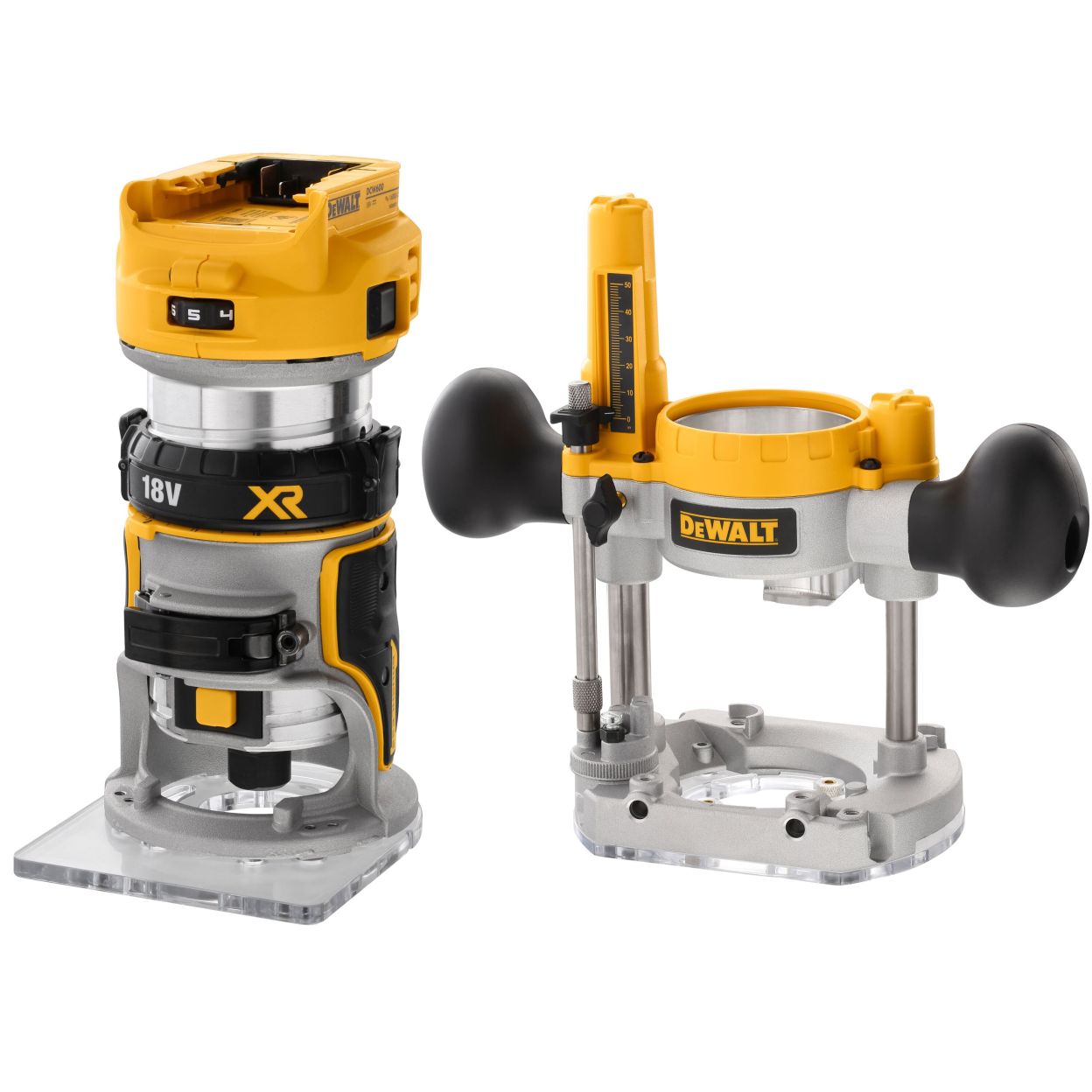 Аккумуляторный вертикальный фрезер DEWALT DCW604P1, 18 В, 25500 об/мин, 55 мм, с АКБ 5 Ач и ЗУ (DCW604P1N-XJ)