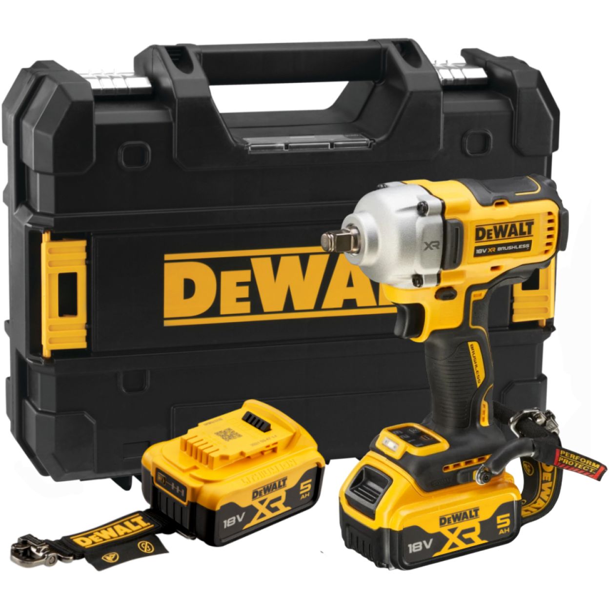 Аккумуляторный гайковерт DEWALT DCF891P2LRT, 18 В, 1084 Нм, 3250 уд/мин, с 2 АКБ 5 Ач без ЗУ, в кейсе TSTAK (DCF891P2LRT-XJ)