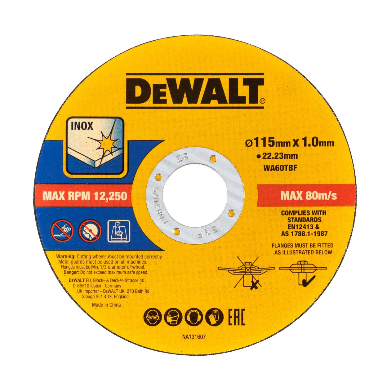 Диск отрезной DEWALT DT20599, по металлу, 115х22.23х1 мм, 100 шт. (DT20599-QZ)