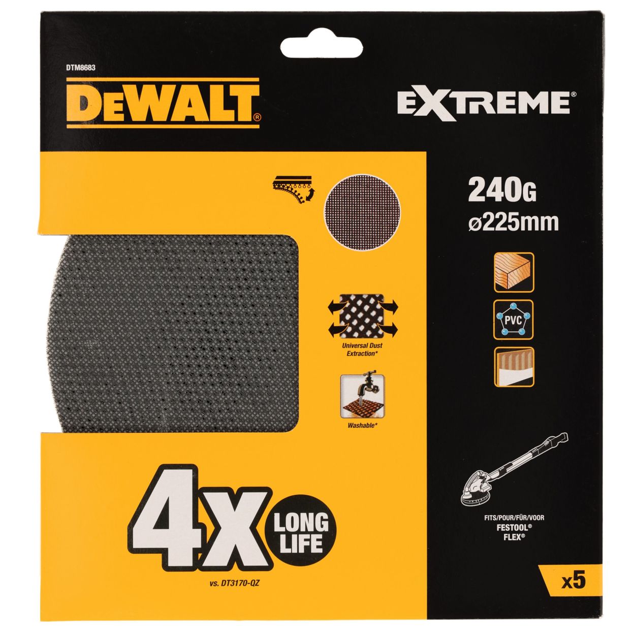 Сетчатый шлифовальный круг DEWALT DTM8683, 225 мм, 240G, 5 шт. (DTM8683-QZ)