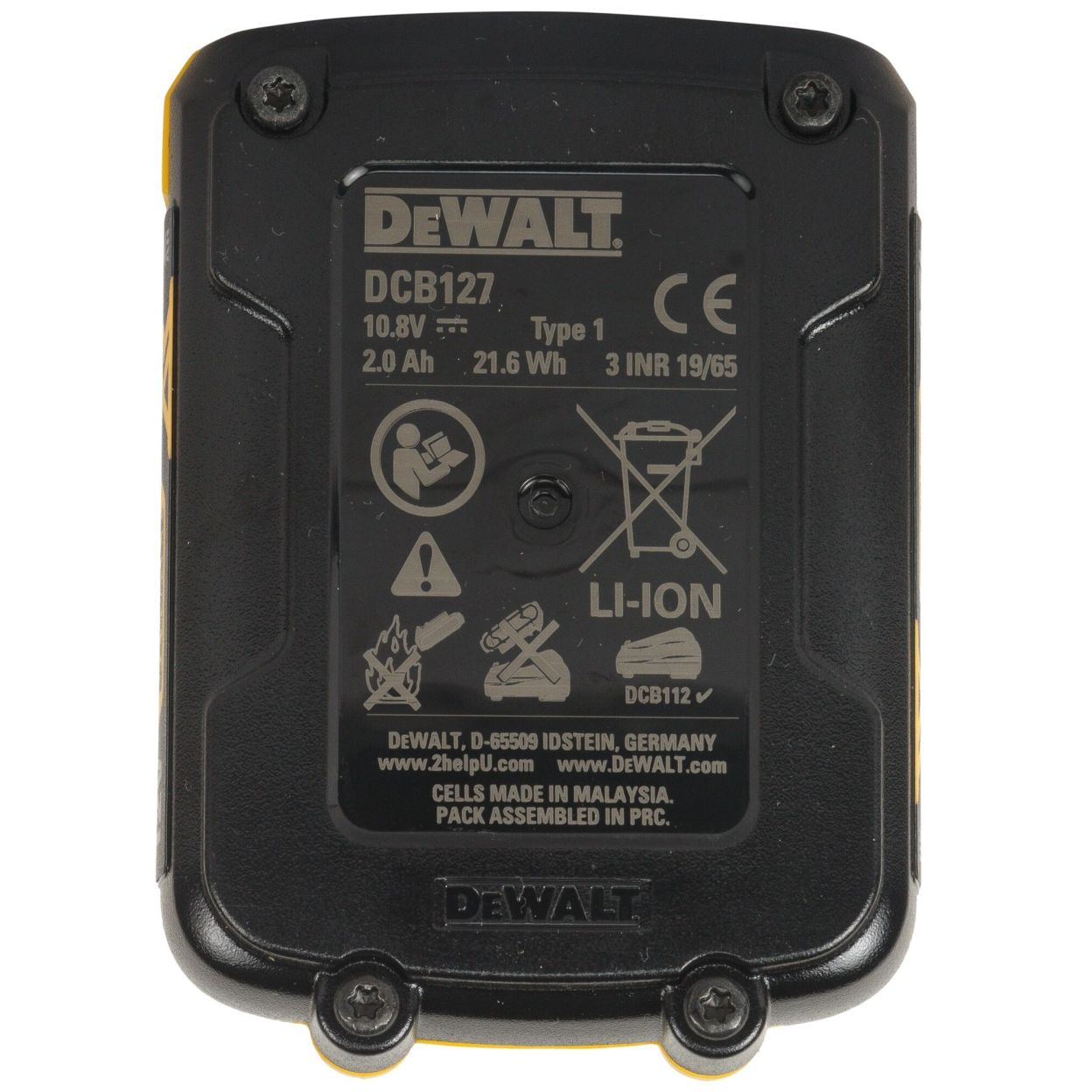 Аккумулятор DEWALT DCB127, Li-Ion, 12 В, 2 Ач (DCB127-XJ)
