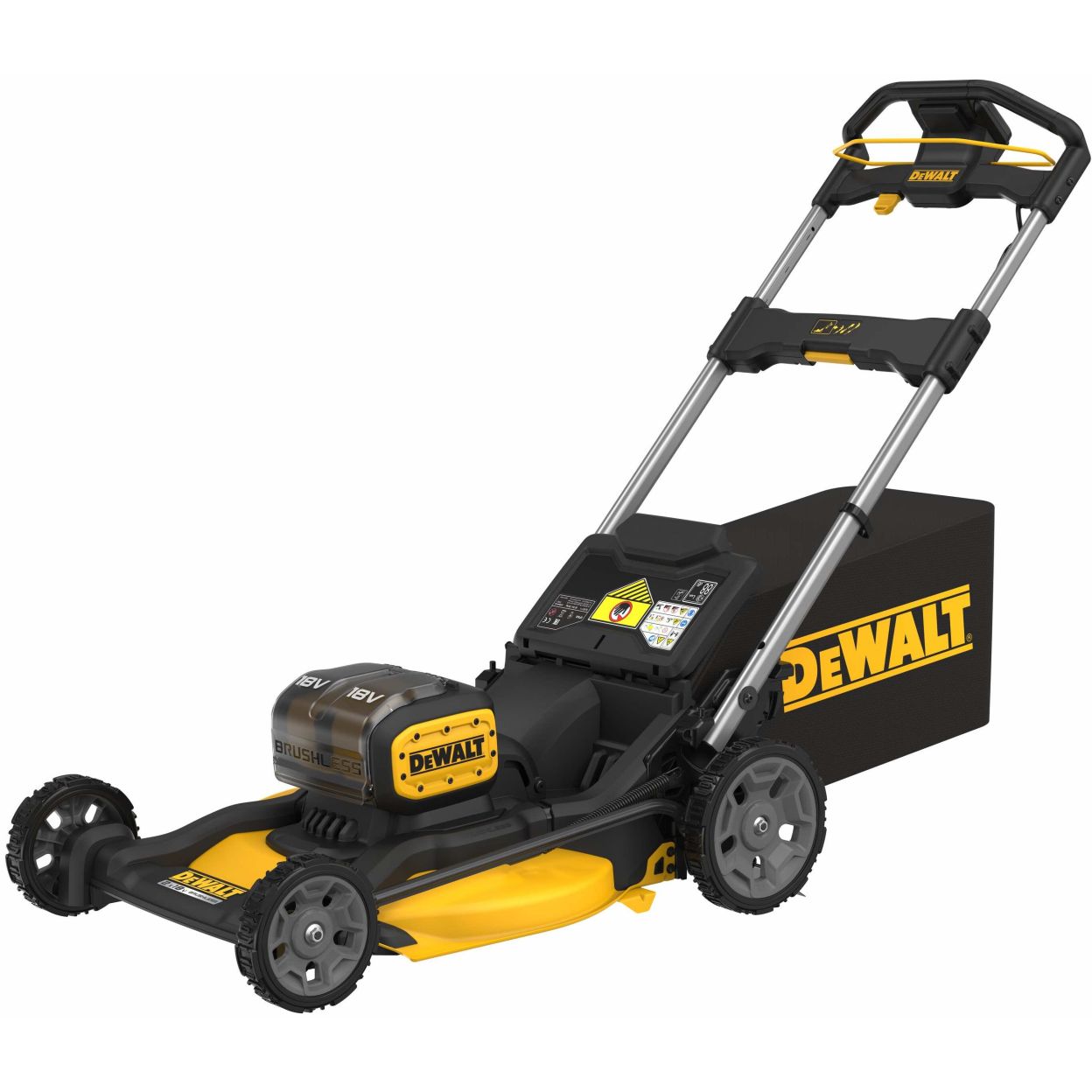 Аккумуляторный набор садовой техники DEWALT, 18 В: газонокосилка DCMWP134 + кусторез DCMHT564 + воздуходувка DCV100, без АКБ без ЗУ