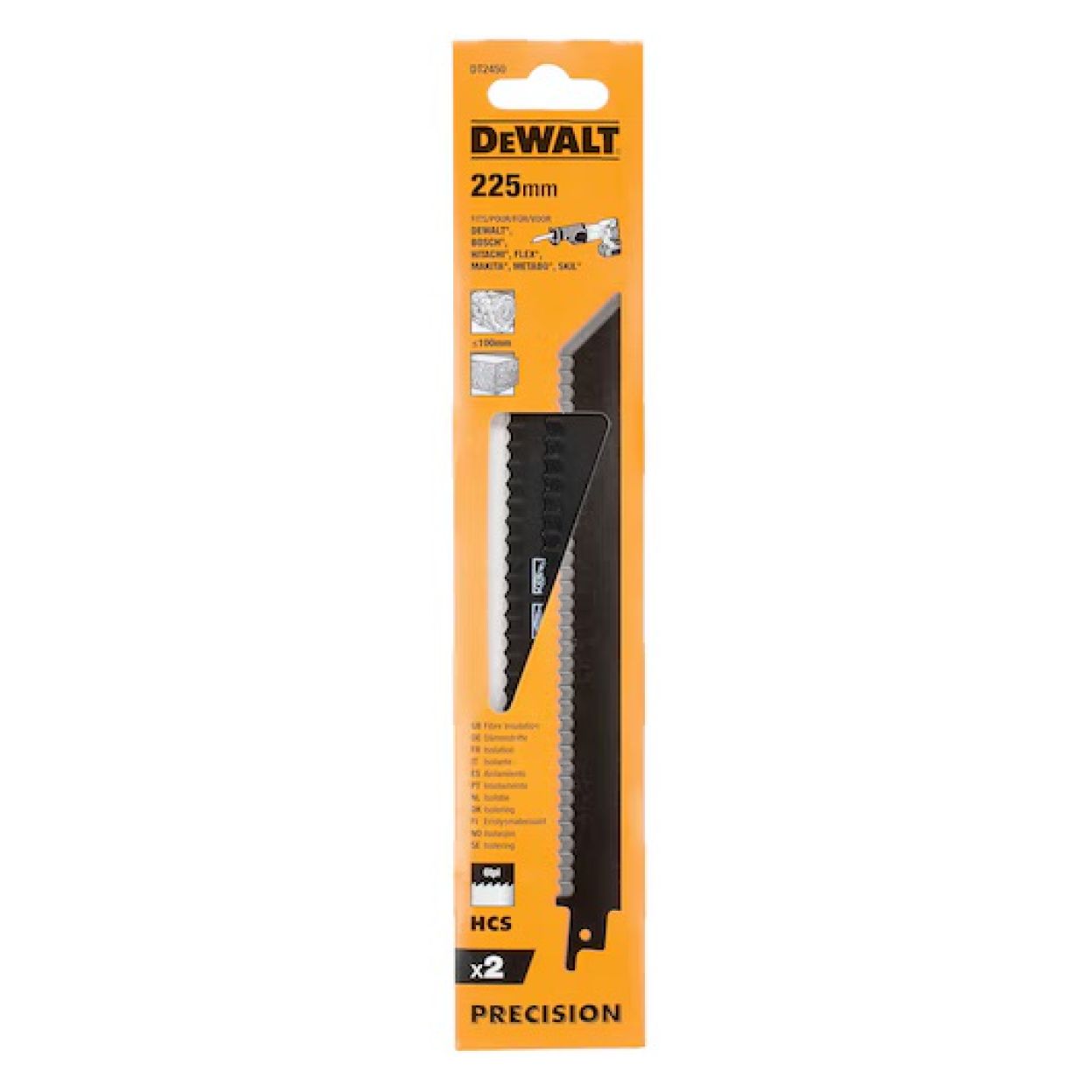 Набор пильных полотен DEWALT DT2450, по стеклу, 2 шт. (DT2450-QZ)